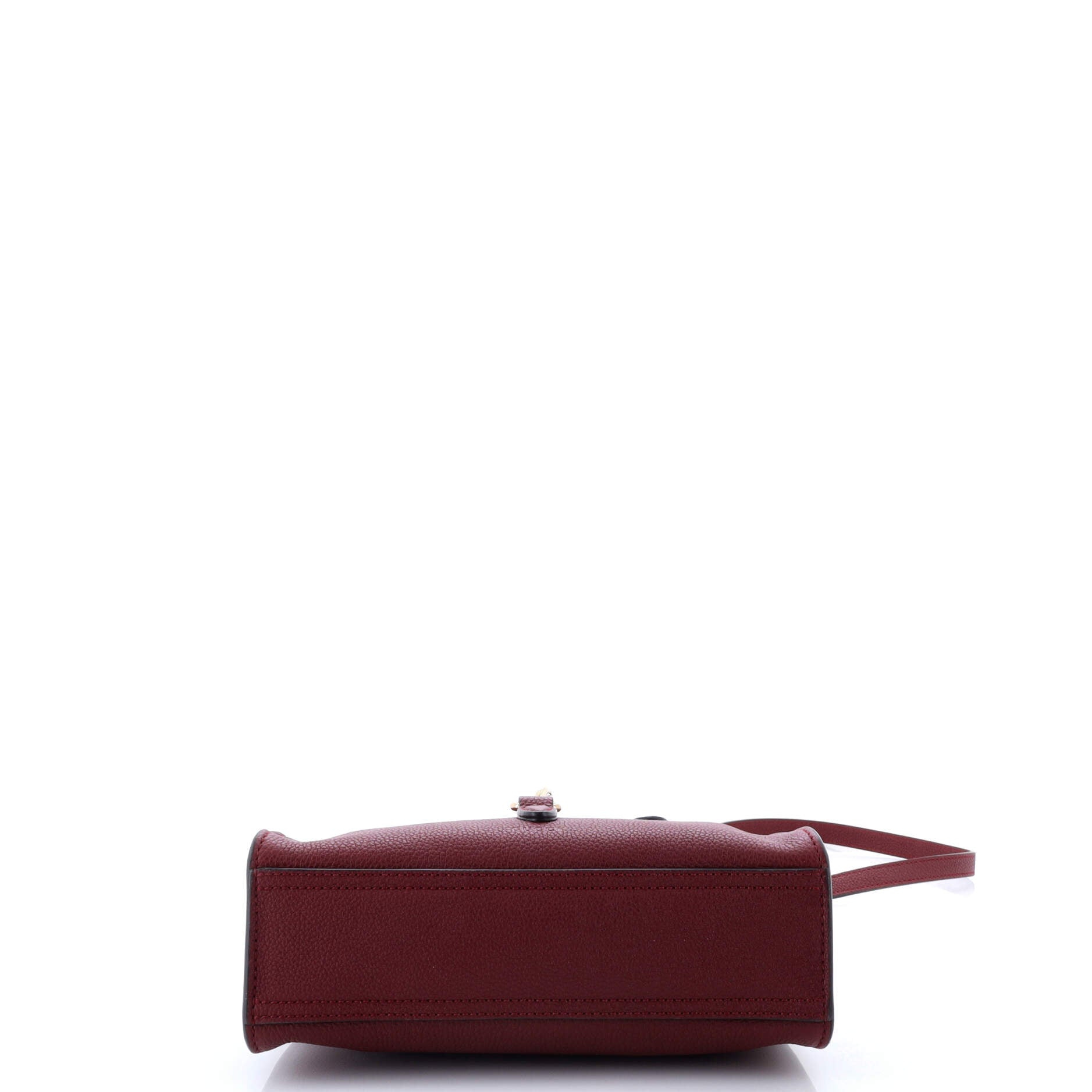 Top Handle Tote with Hook Closure Leather Small
