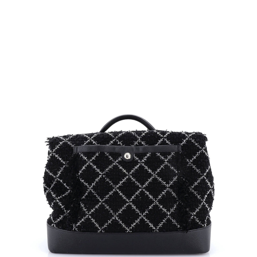 Crest Trip Top Handle Flap Bag Quilted Tweed and Caviar Large