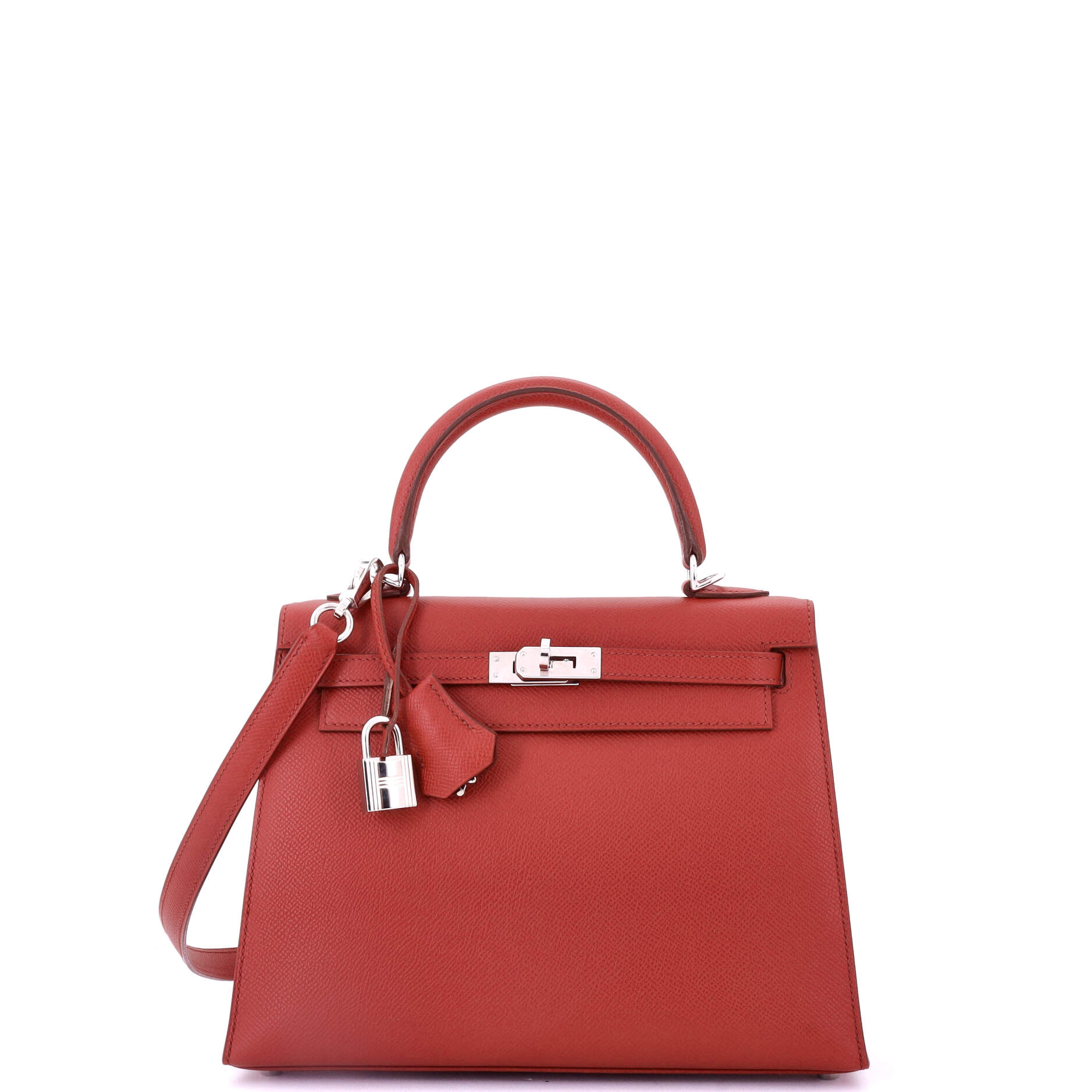 Kelly Handbag Rouge Garance Epsom with Palladium Hardware 25