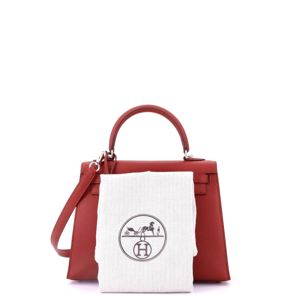 Kelly Handbag Rouge Garance Epsom with Palladium Hardware 25