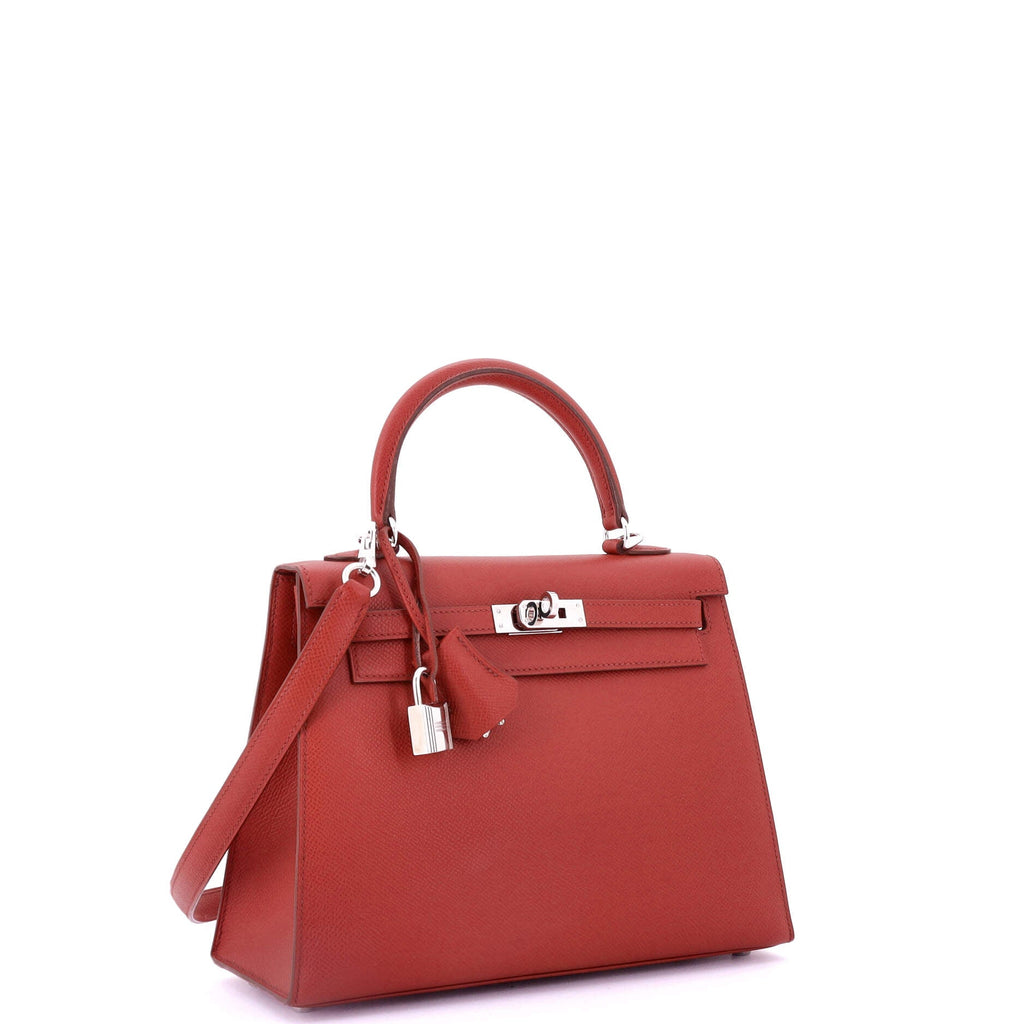 Kelly Handbag Rouge Garance Epsom with Palladium Hardware 25