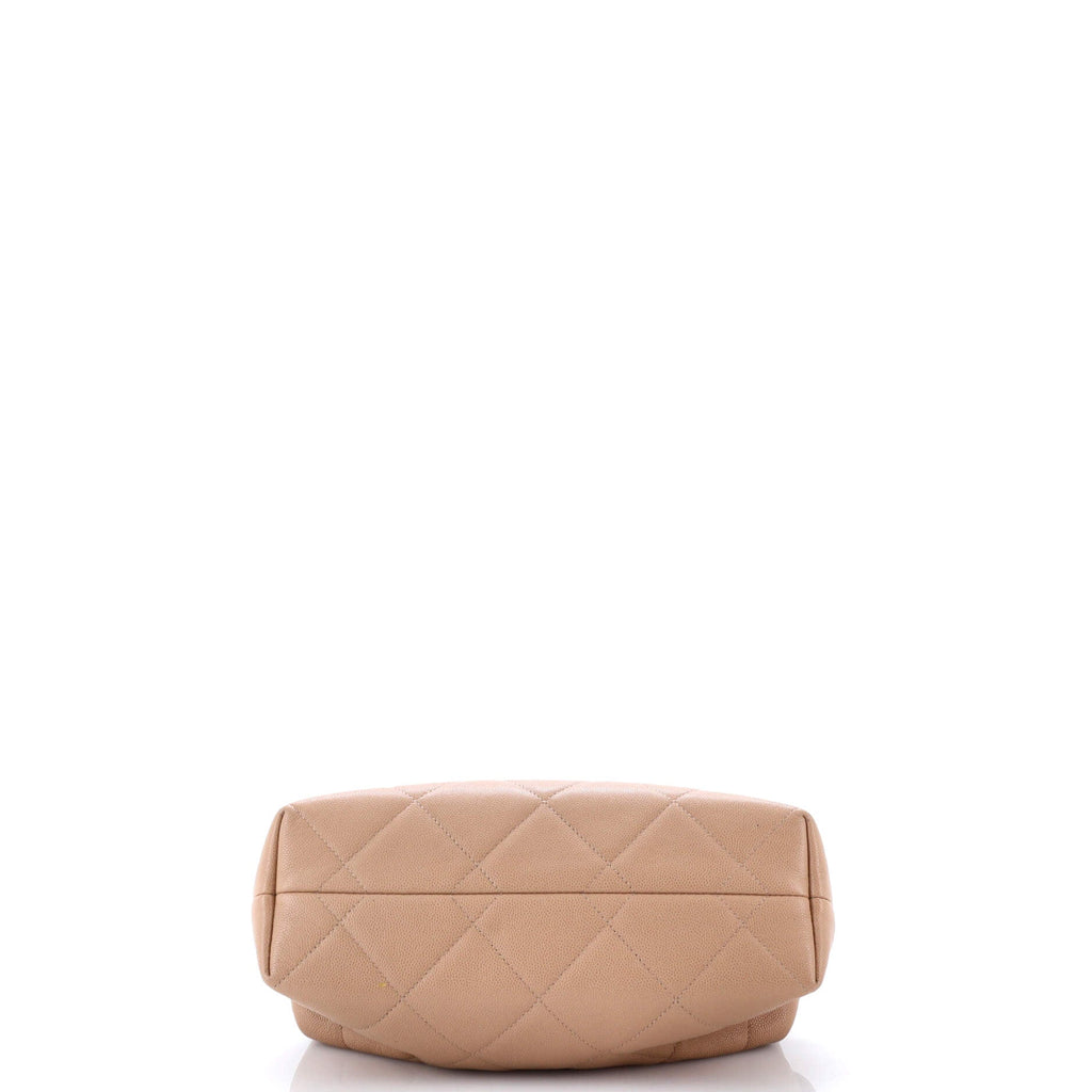 Cutout Woven Chain Handle Satchel Quilted Caviar Small