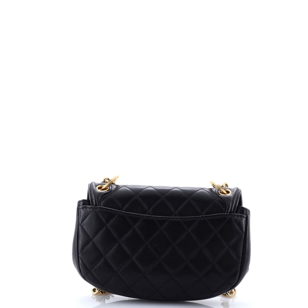 Underline Saddle Flap Bag Quilted Calfskin Small