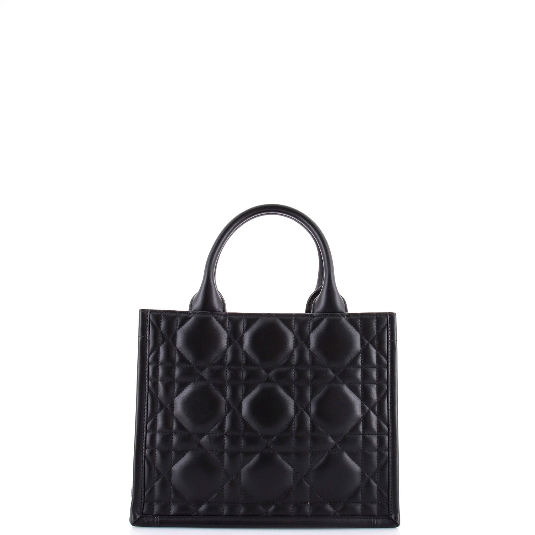 Book Tote with Strap Cannage Quilt Lambskin Small