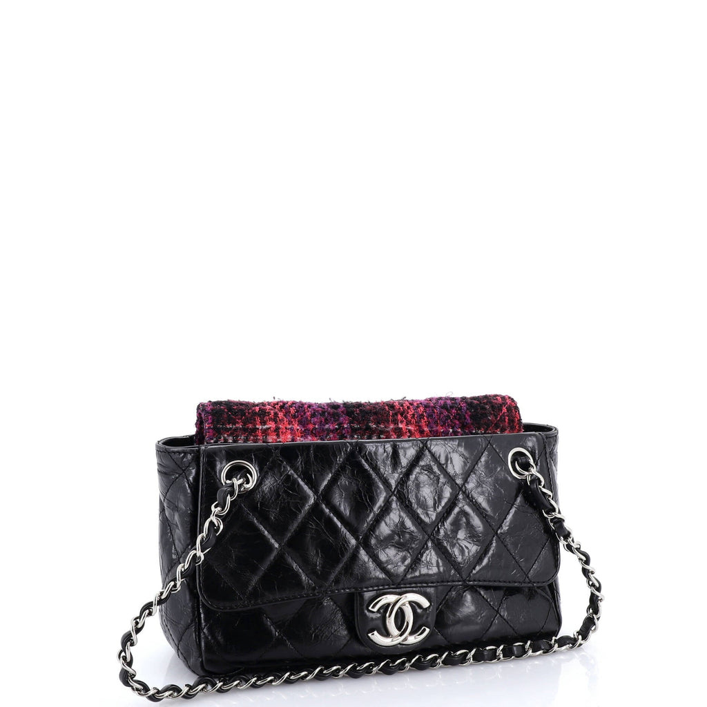 Portobello Chain Shoulder Bag Quilted Glazed Calfskin and Tweed Small