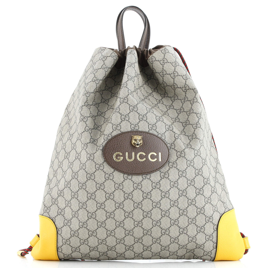 Neo Vintage Drawstring Backpack GG Coated Canvas Large
