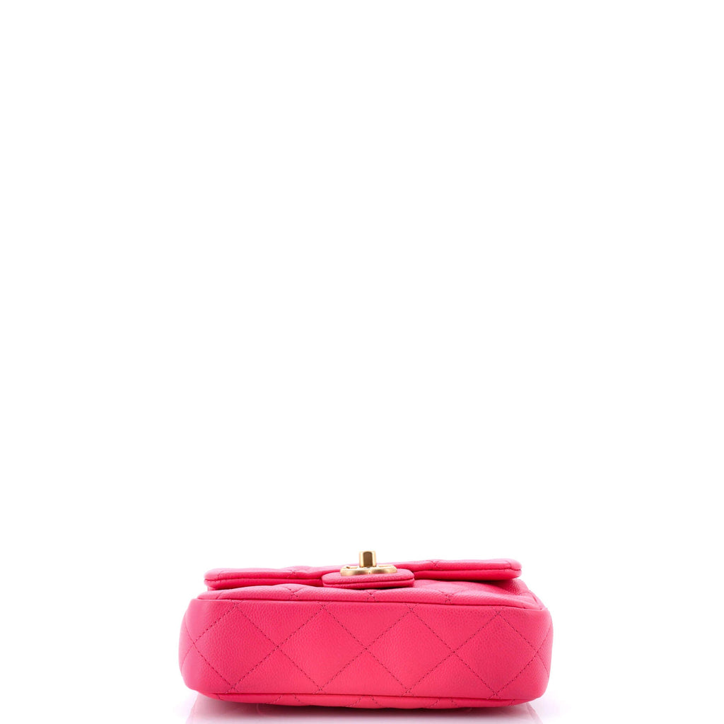 Sweet Heart Chain Flap Bag Quilted Caviar Mini