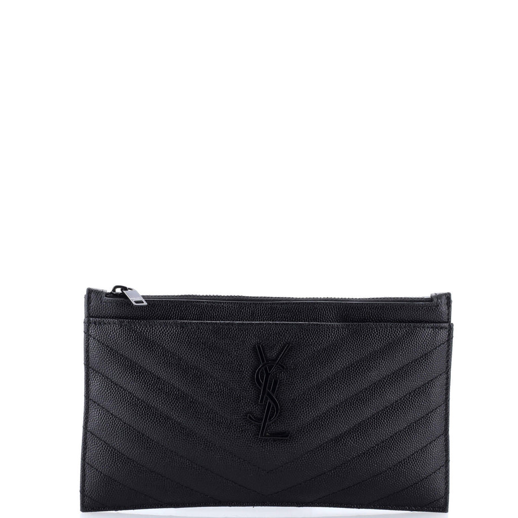 Classic Monogram Zip Bill Pouch Matelasse Chevron Leather Medium