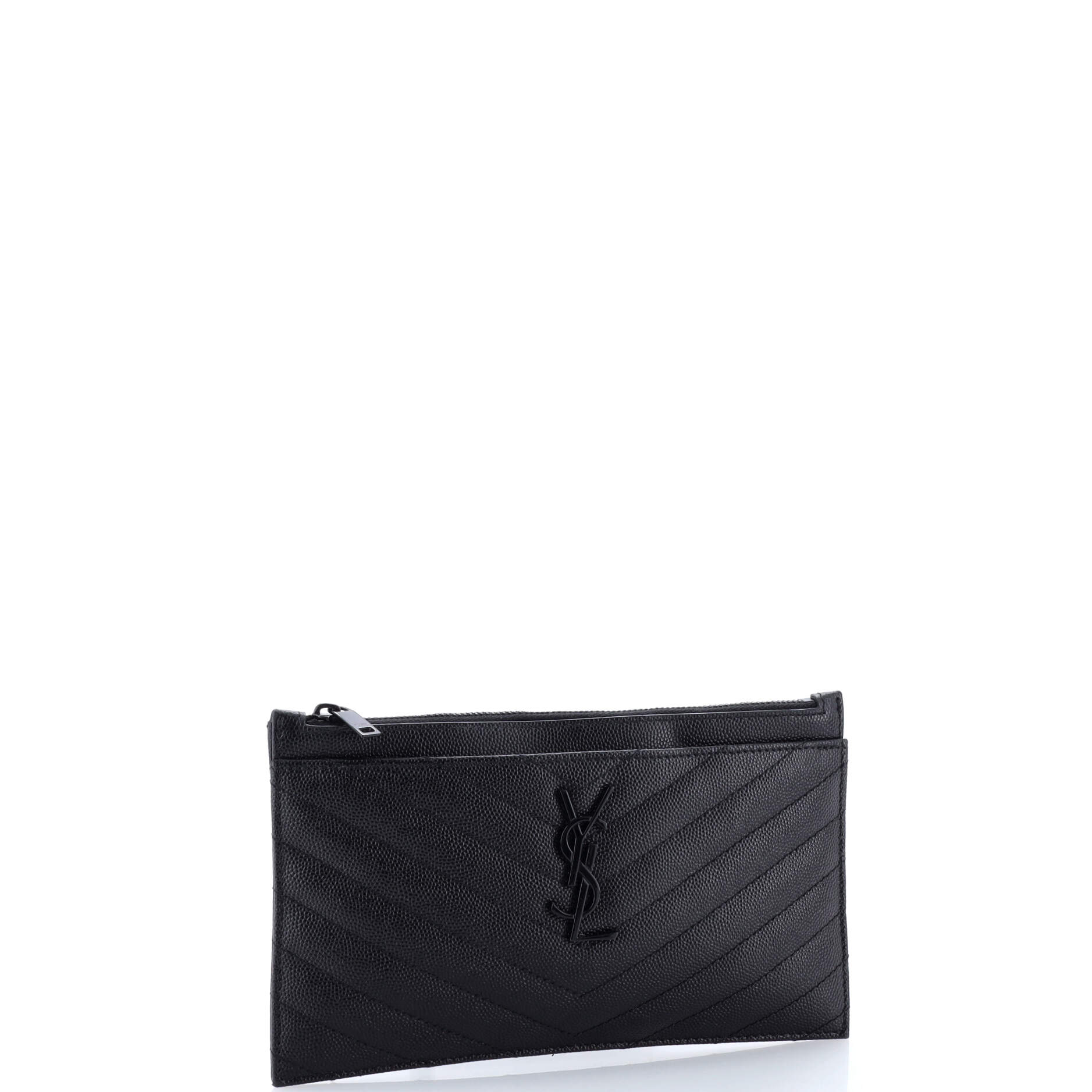 Classic Monogram Zip Bill Pouch Matelasse Chevron Leather Medium