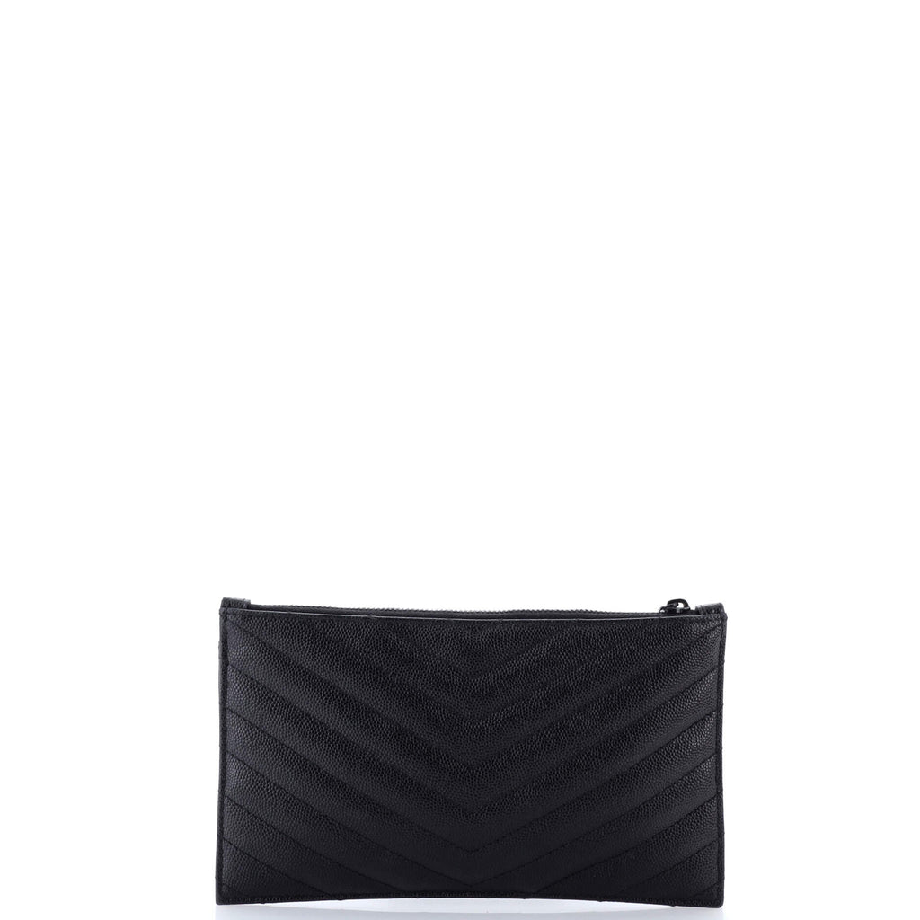 Classic Monogram Zip Bill Pouch Matelasse Chevron Leather Medium