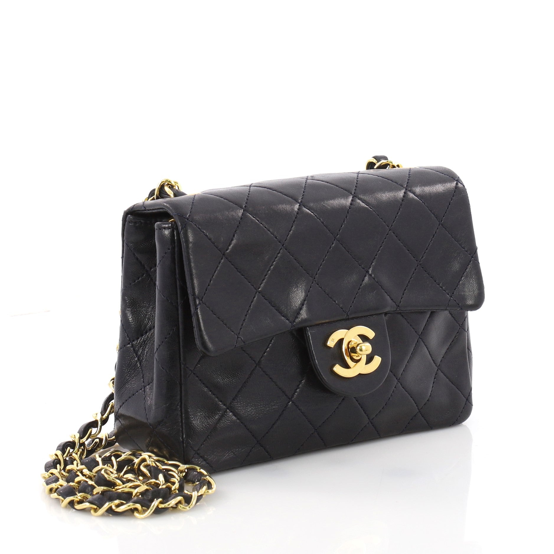 Vintage Square Classic Single Flap Bag Quilted Lambskin Mini