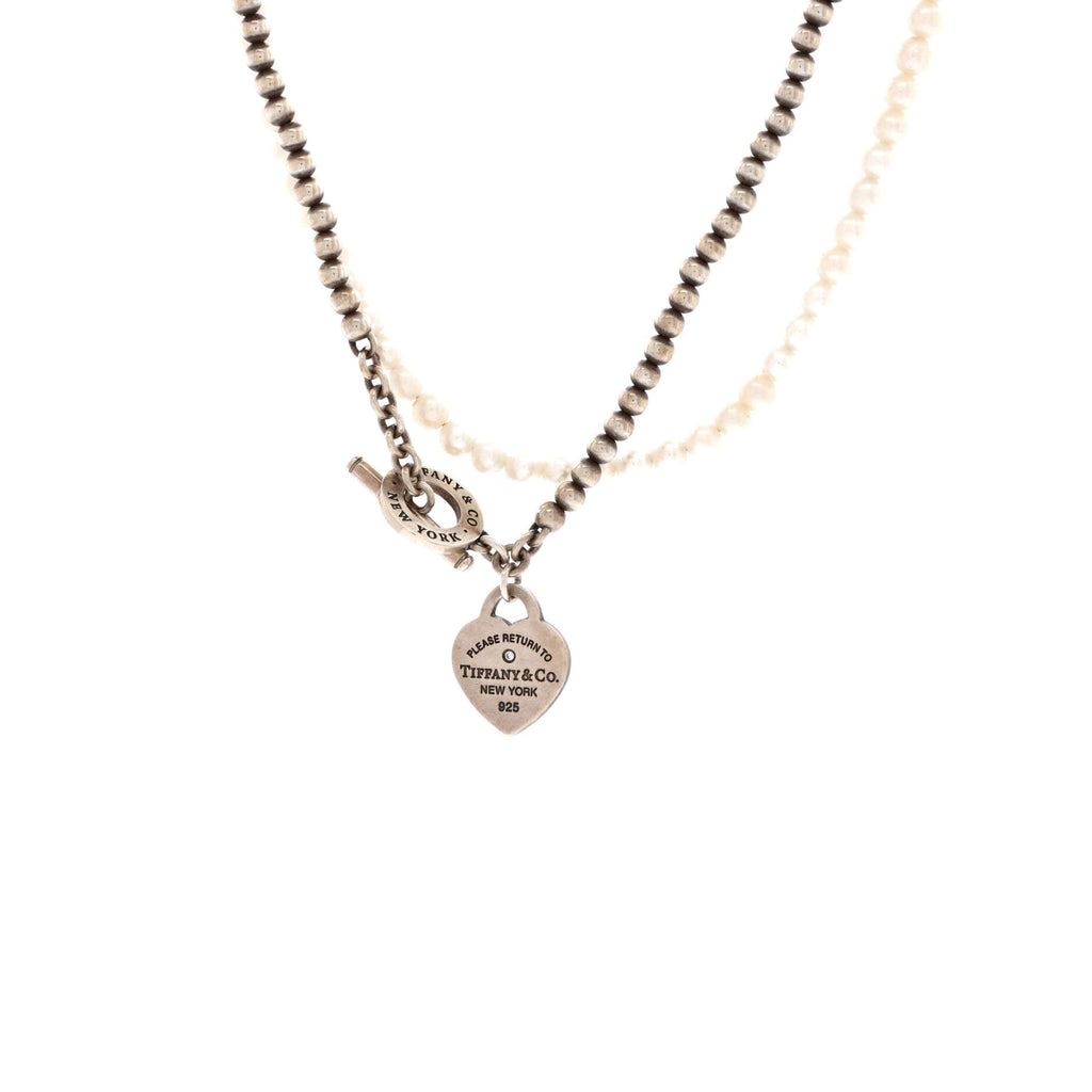 Return to Tiffany Wrap Toggle Necklace Sterling Silver with Diamond and Cultured Pearls