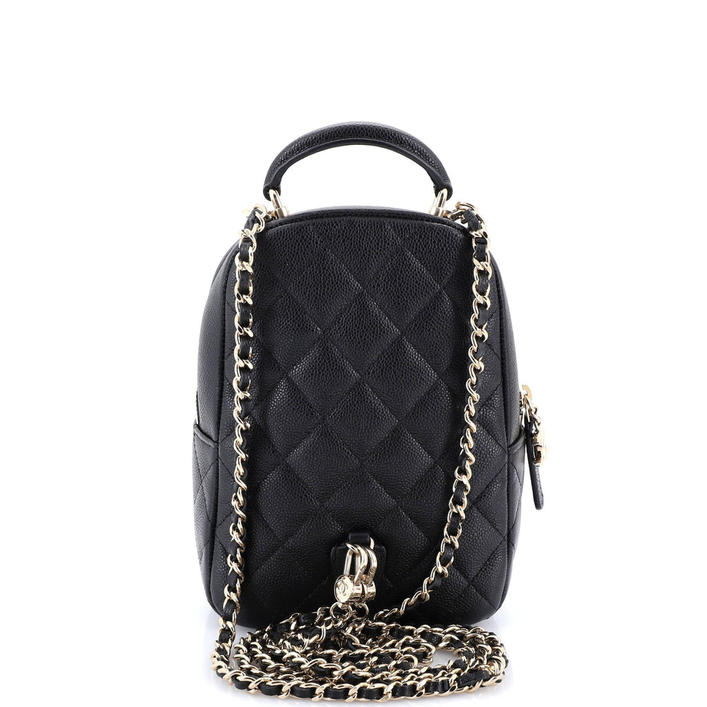 Classic CC Chain Pocket Backpack Quilted Caviar Mini