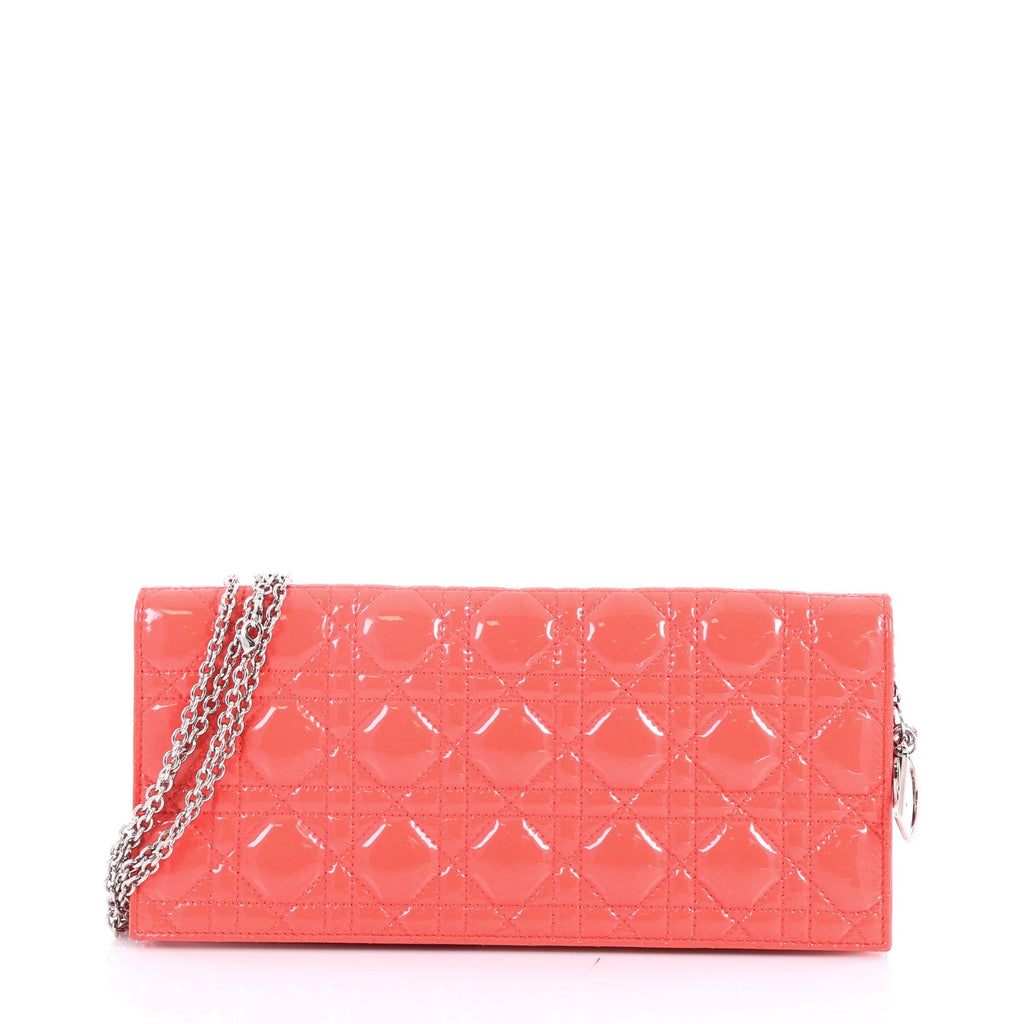 Lady Dior Chain Convertible Clutch Cannage Quilt Patent Long