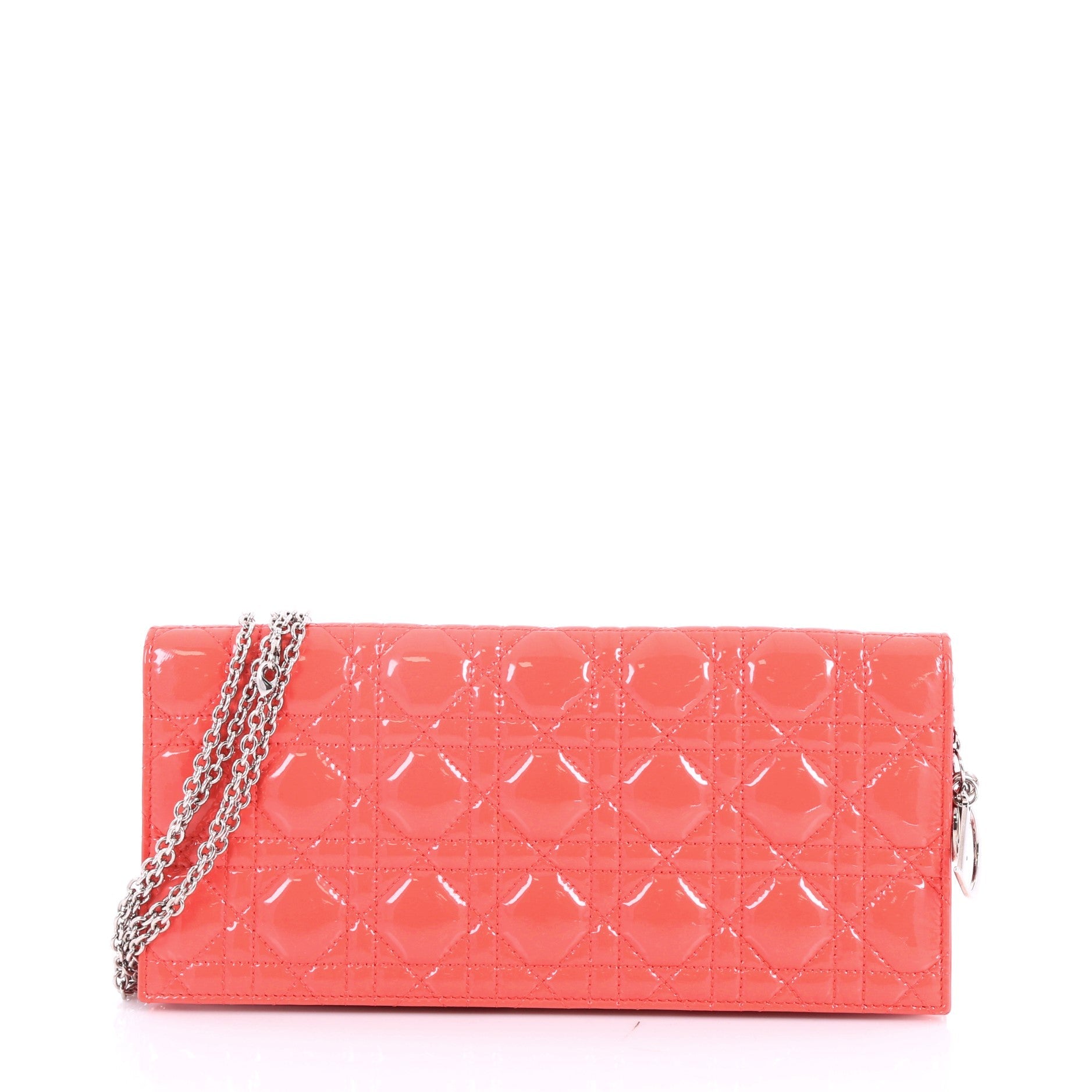 Lady Dior Chain Convertible Clutch Cannage Quilt Patent Long