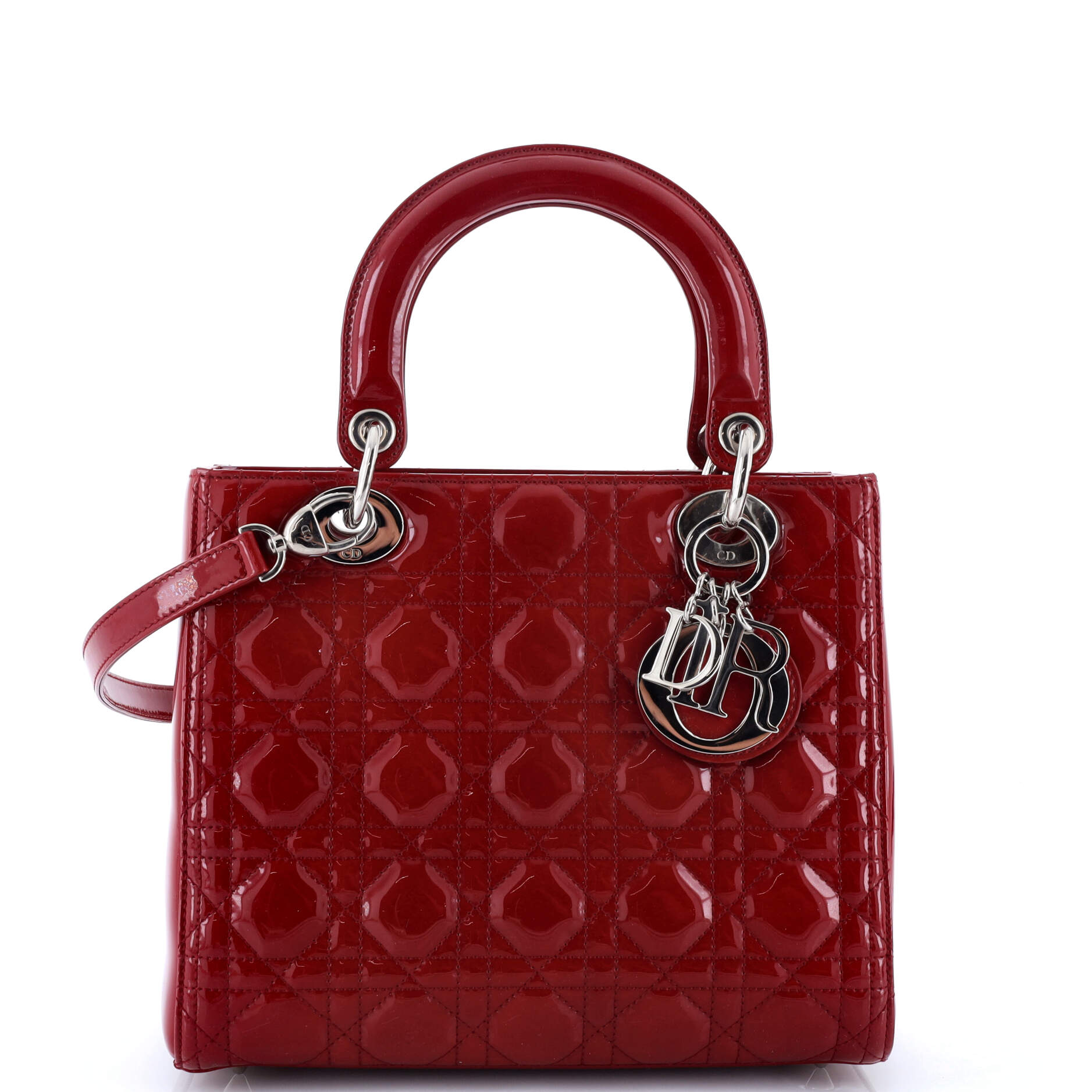 Lady Dior Bag Cannage Quilt Patent Medium