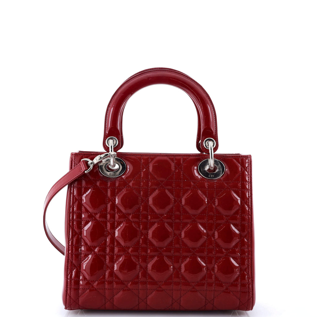 Lady Dior Bag Cannage Quilt Patent Medium