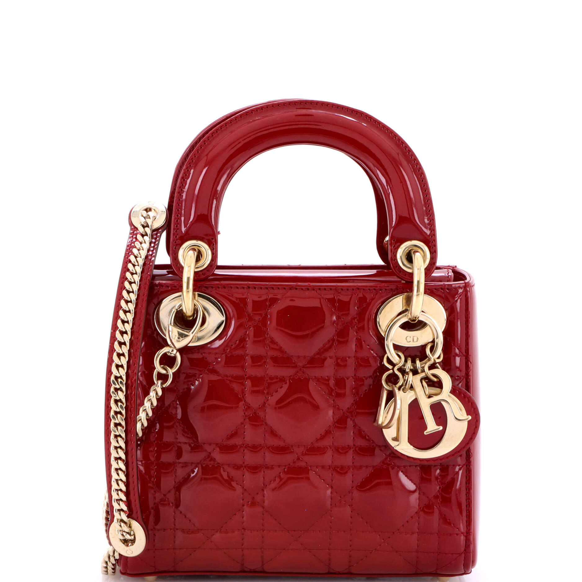 Lady Dior Chain Bag Cannage Quilt Patent Mini