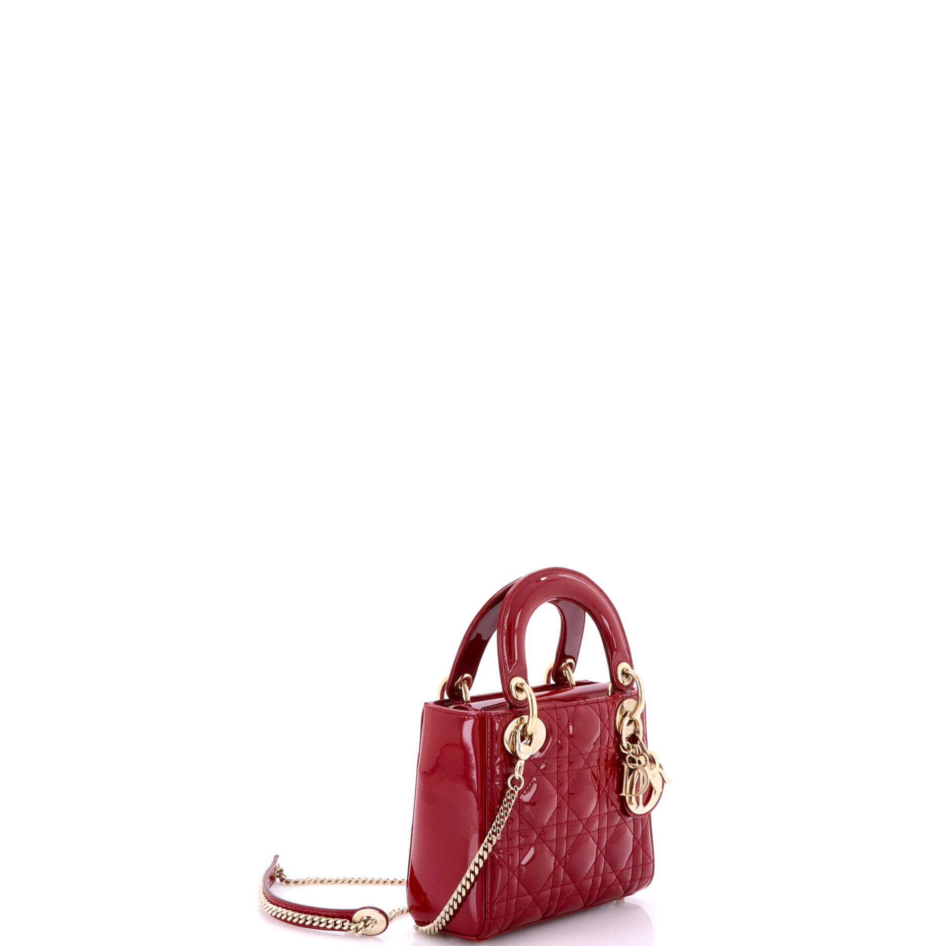 Lady Dior Chain Bag Cannage Quilt Patent Mini