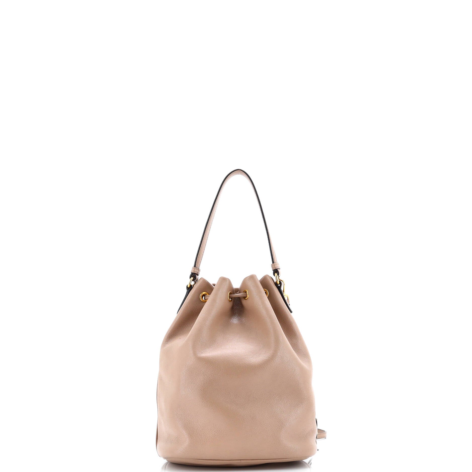 Logo Drawstring Bucket Bag Glace Calf Small