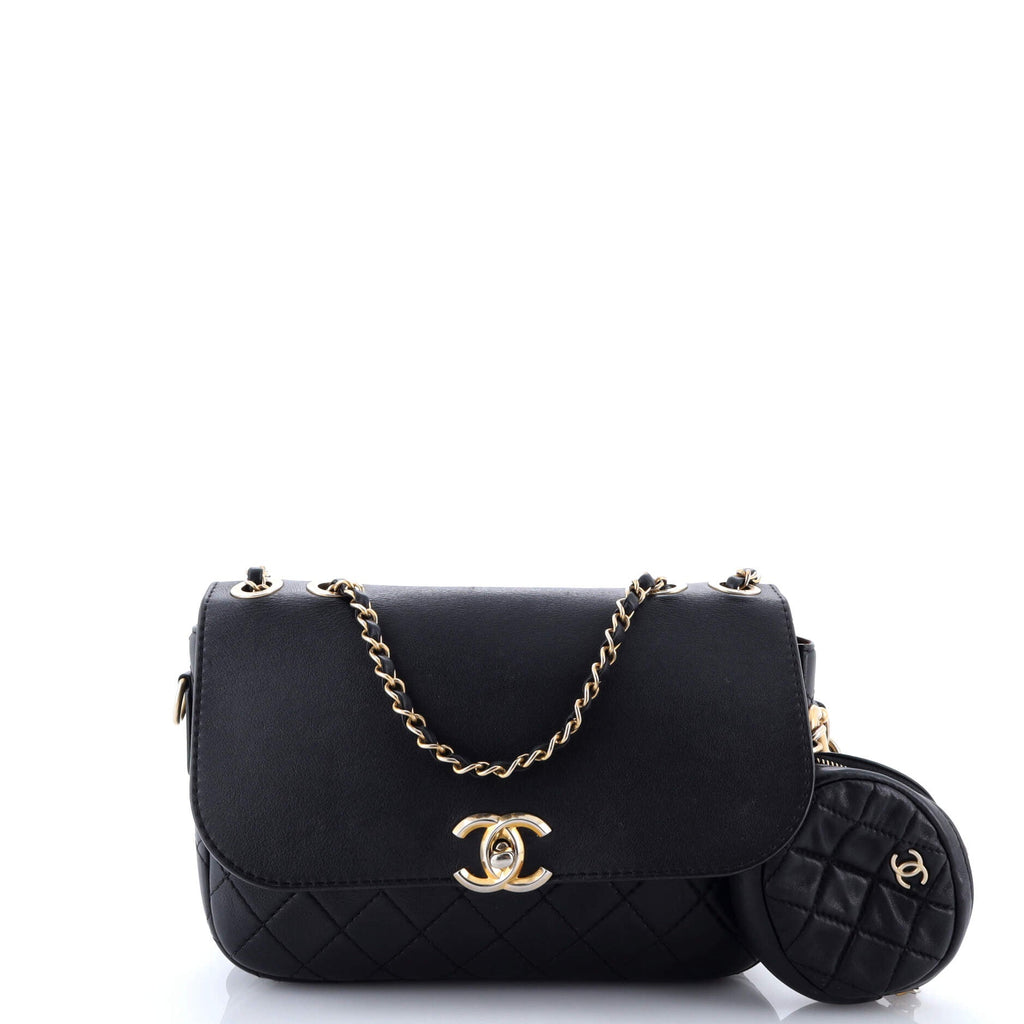 Multi Pouching Flap Bag with Coin Purse Quilted Calfskin Medium