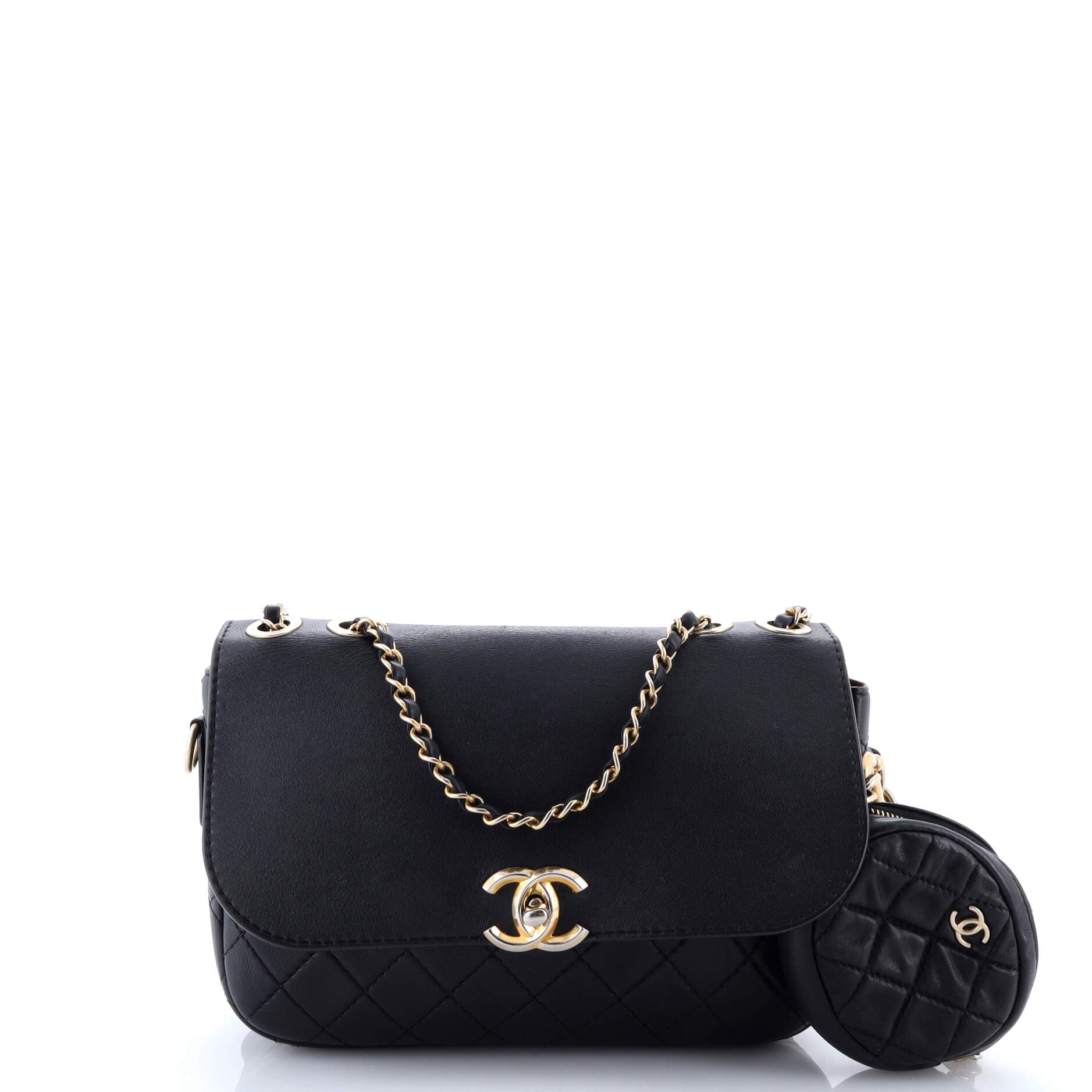 Multi Pouching Flap Bag with Coin Purse Quilted Calfskin Medium