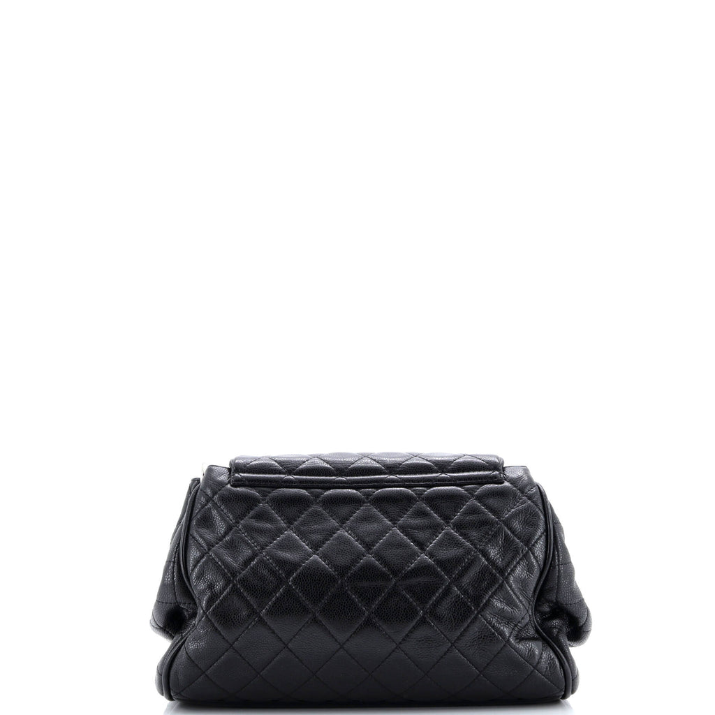 Timeless Accordion Flap Bag Quilted Caviar