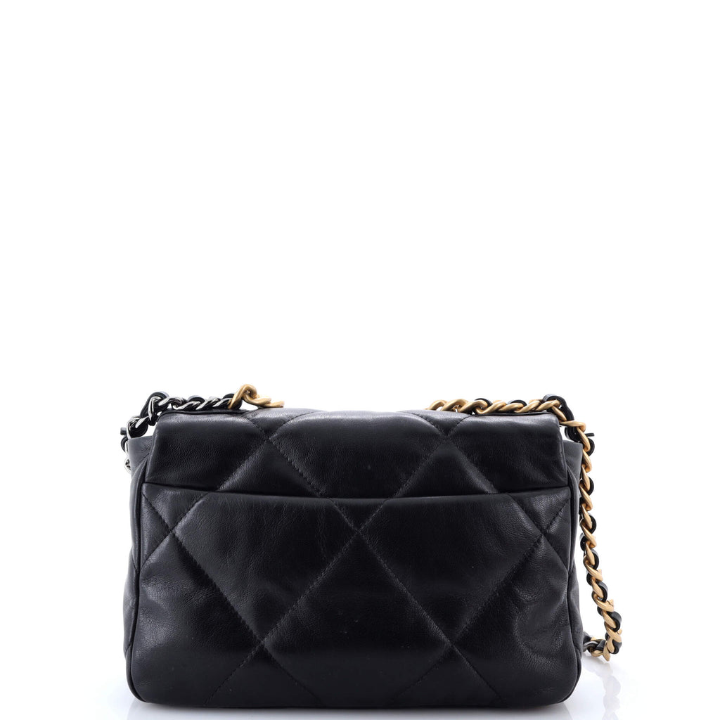 19 Flap Bag Quilted Shiny Crumpled Calfskin Medium