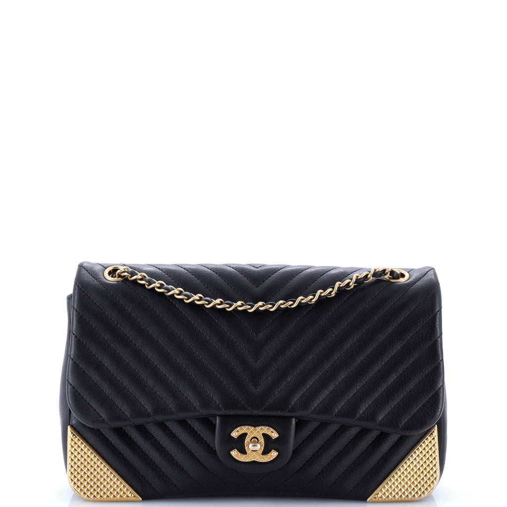 Rock the Corner Flap Bag Chevron Leather Medium