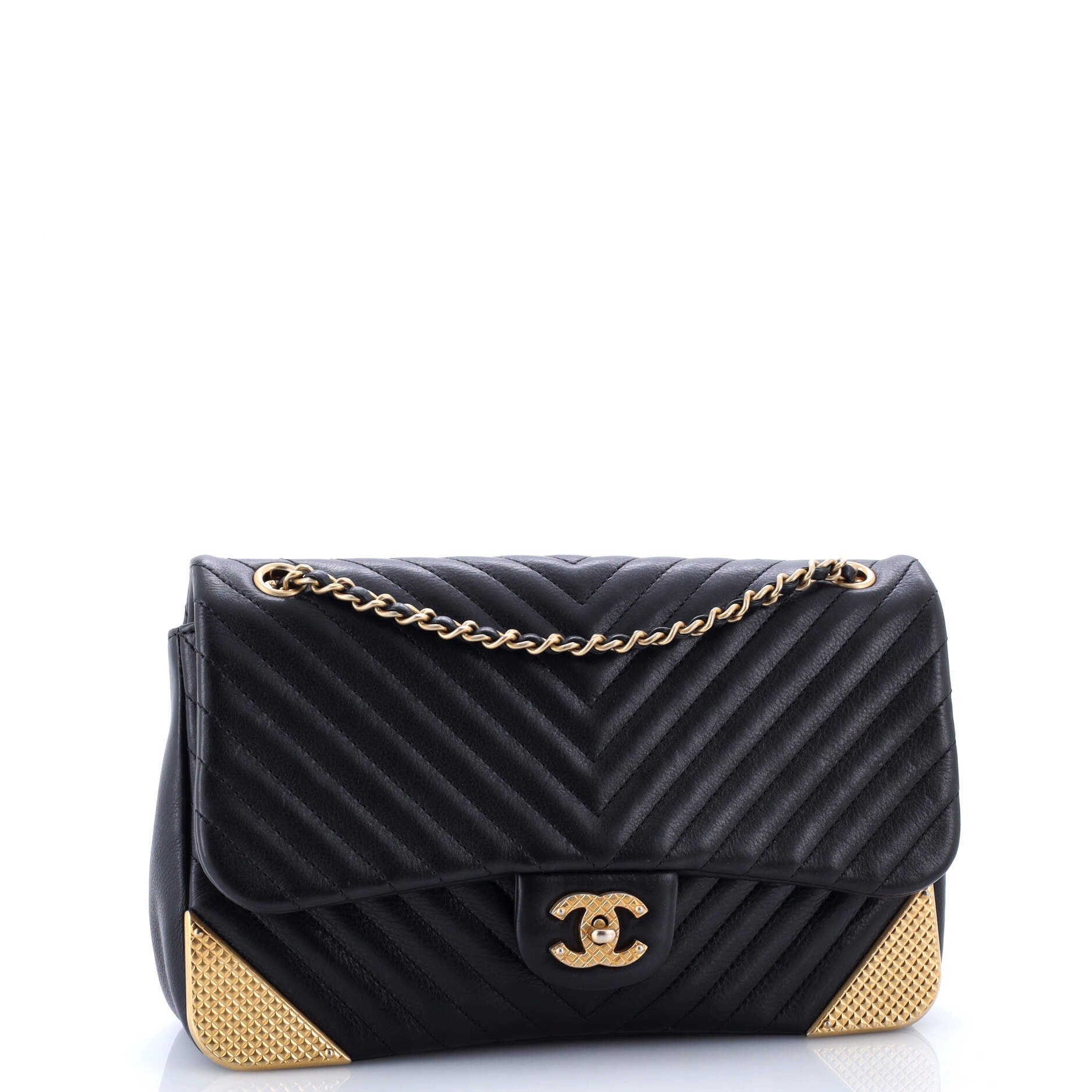 Rock the Corner Flap Bag Chevron Leather Medium