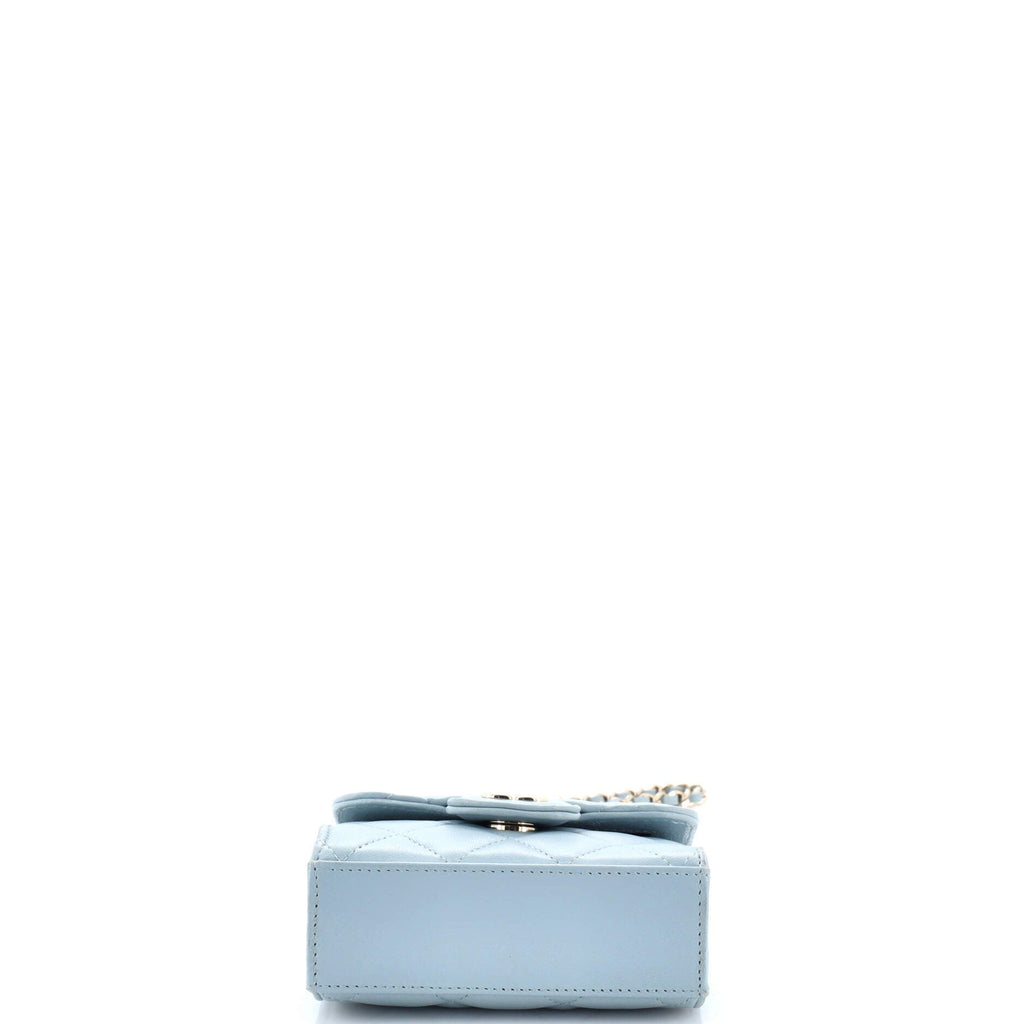 Square Classic Flap Top Handle Clutch with Chain Quilted Lambskin