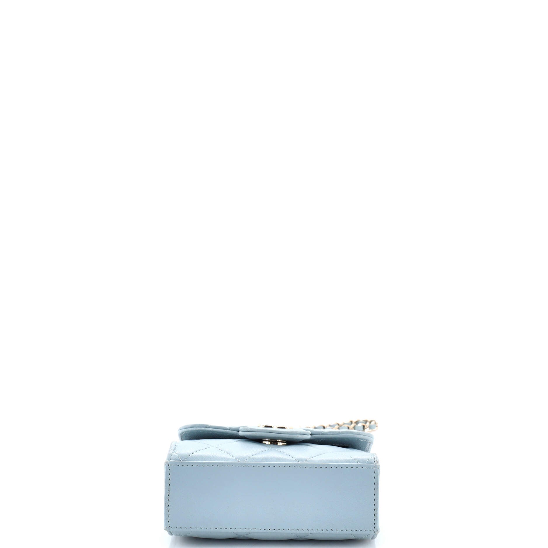 Square Classic Flap Top Handle Clutch with Chain Quilted Lambskin