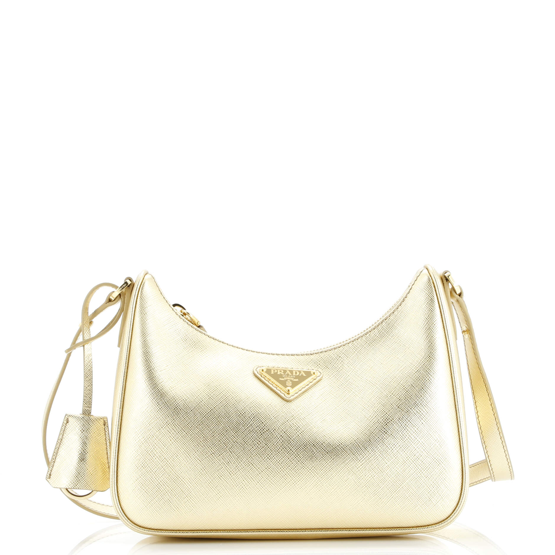 Adjustable Handle Zip Hobo Saffiano Leather Mini