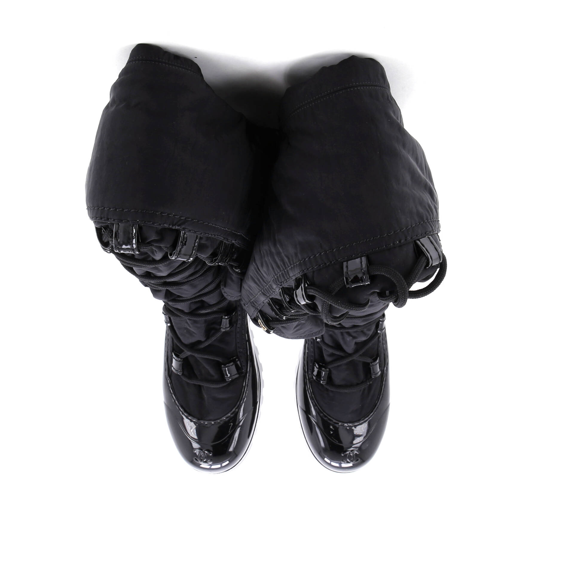 Women's Lace Up Thigh High Winter Boots Nylon and Rubber