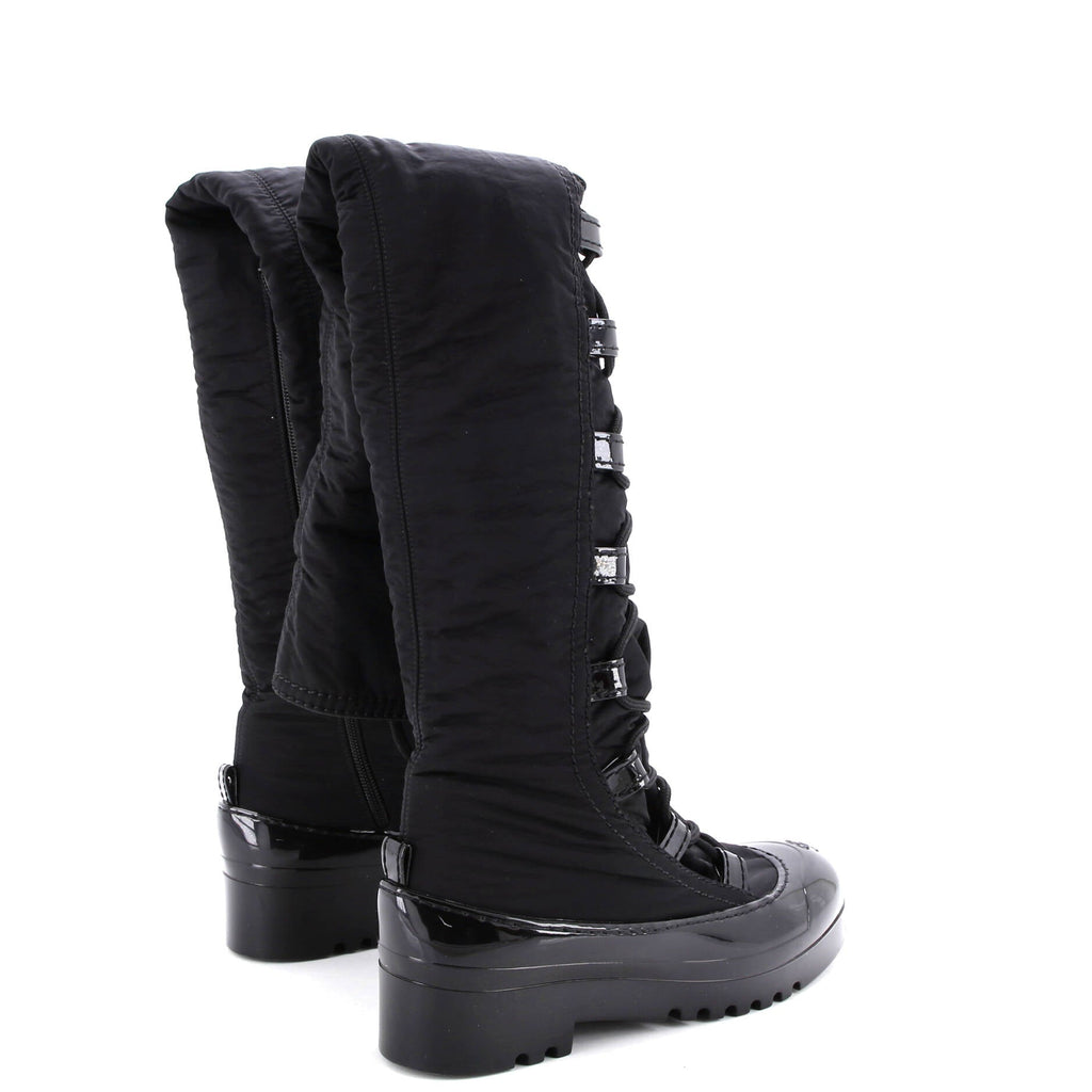 Women's Lace Up Thigh High Winter Boots Nylon and Rubber