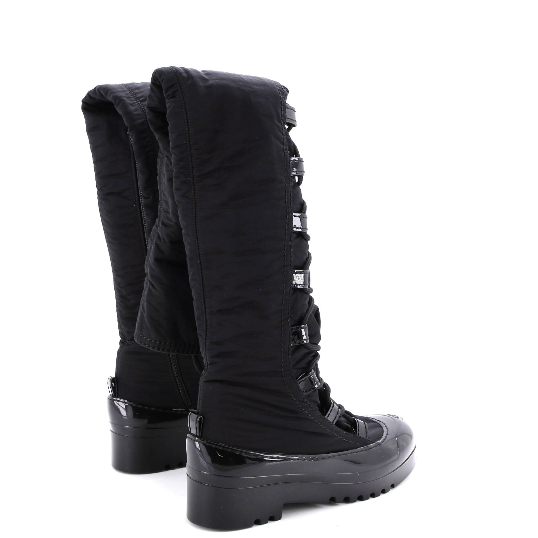 Women's Lace Up Thigh High Winter Boots Nylon and Rubber