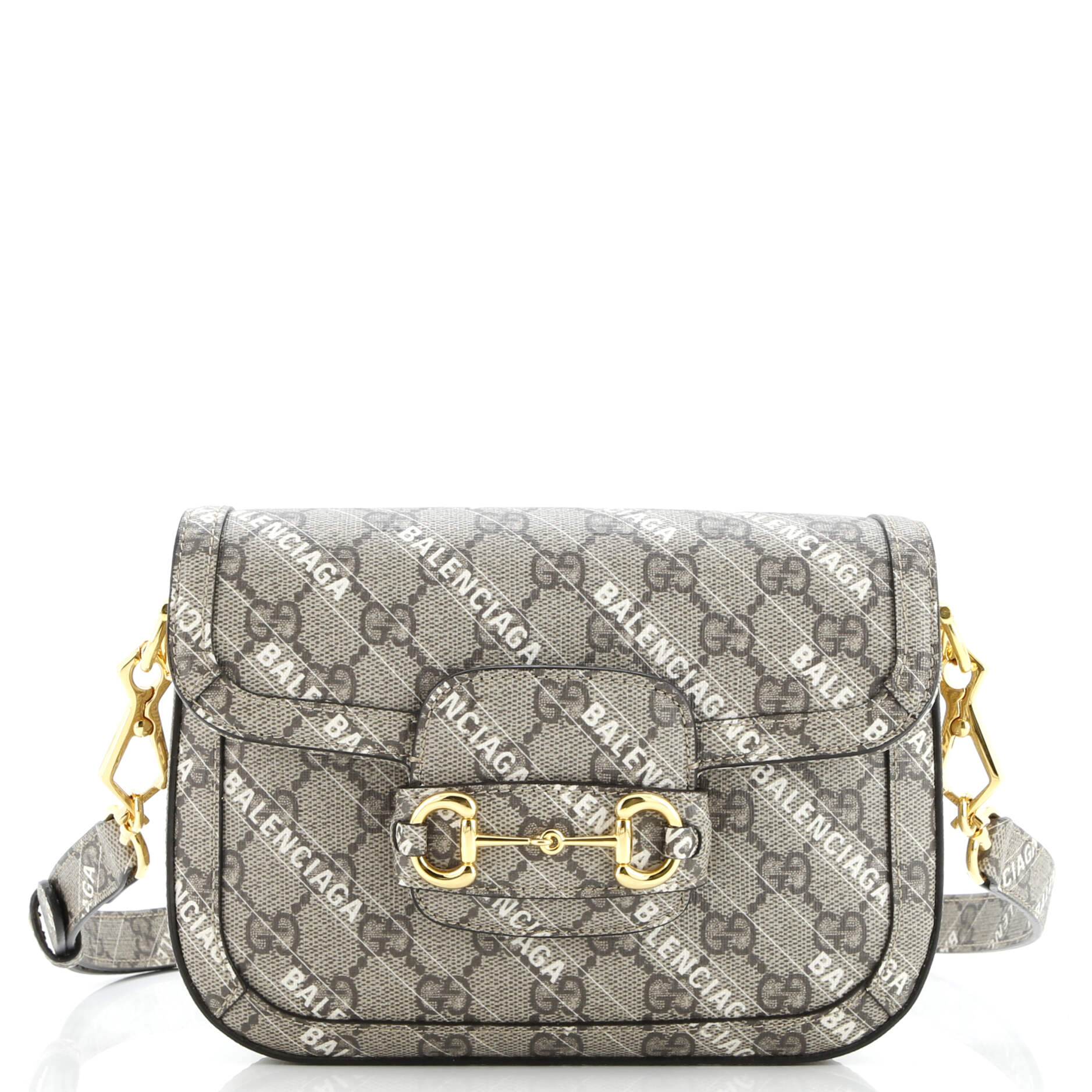 x Balenciaga The Hacker Project Horsebit 1955 Shoulder Bag GG Coated Canvas Mini