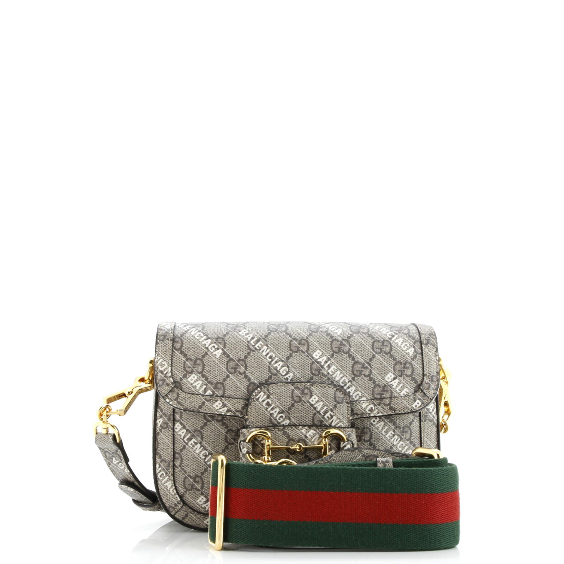 x Balenciaga The Hacker Project Horsebit 1955 Shoulder Bag GG Coated Canvas Mini