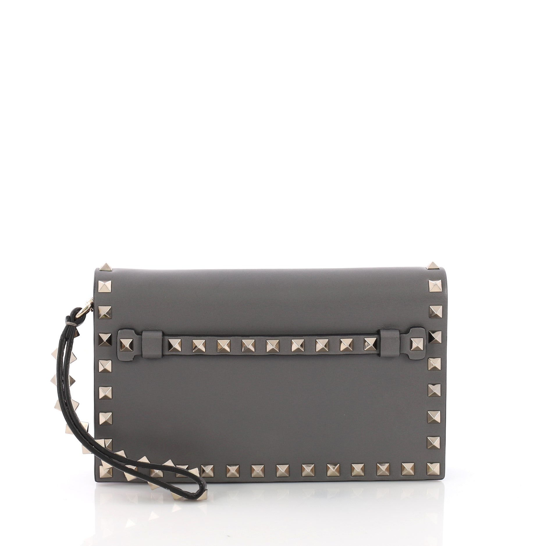 Rockstud Flap Clutch Leather Small