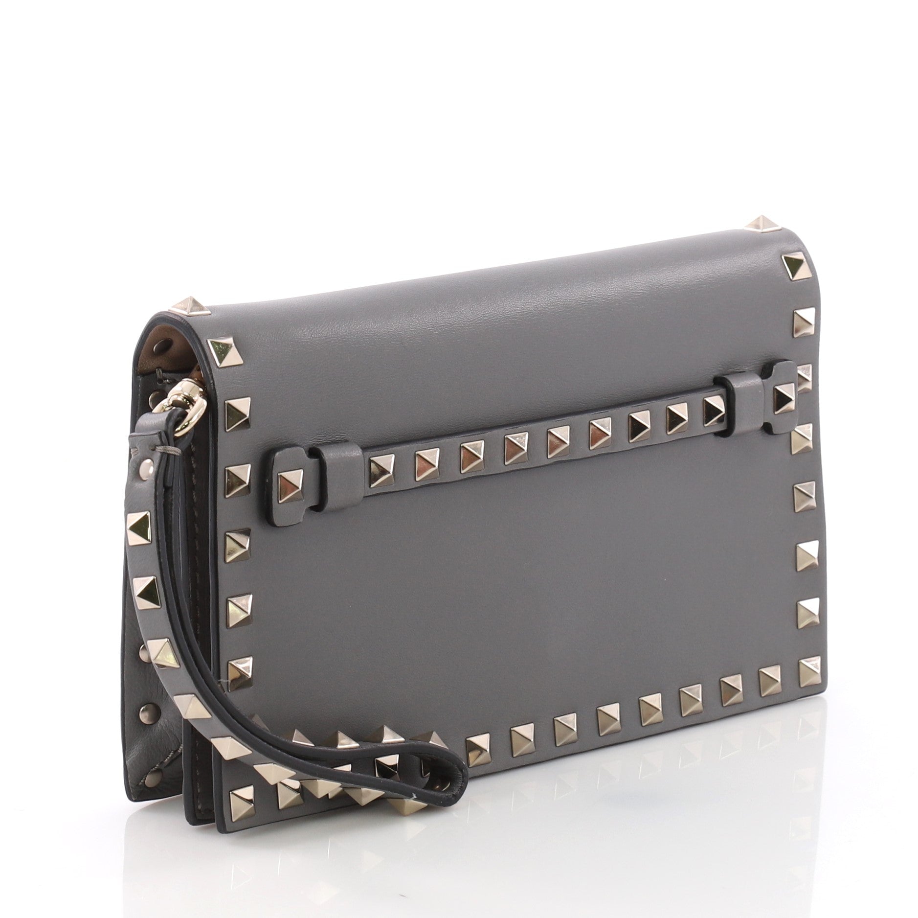 Rockstud Flap Clutch Leather Small