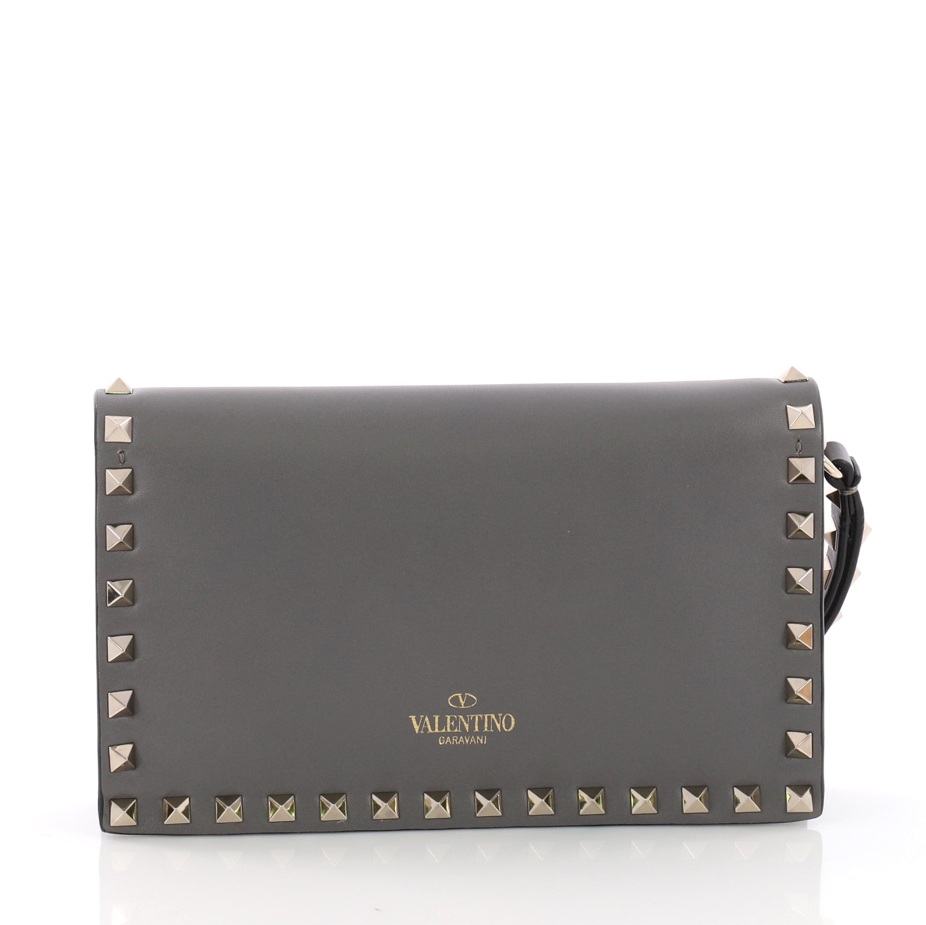 Rockstud Flap Clutch Leather Small
