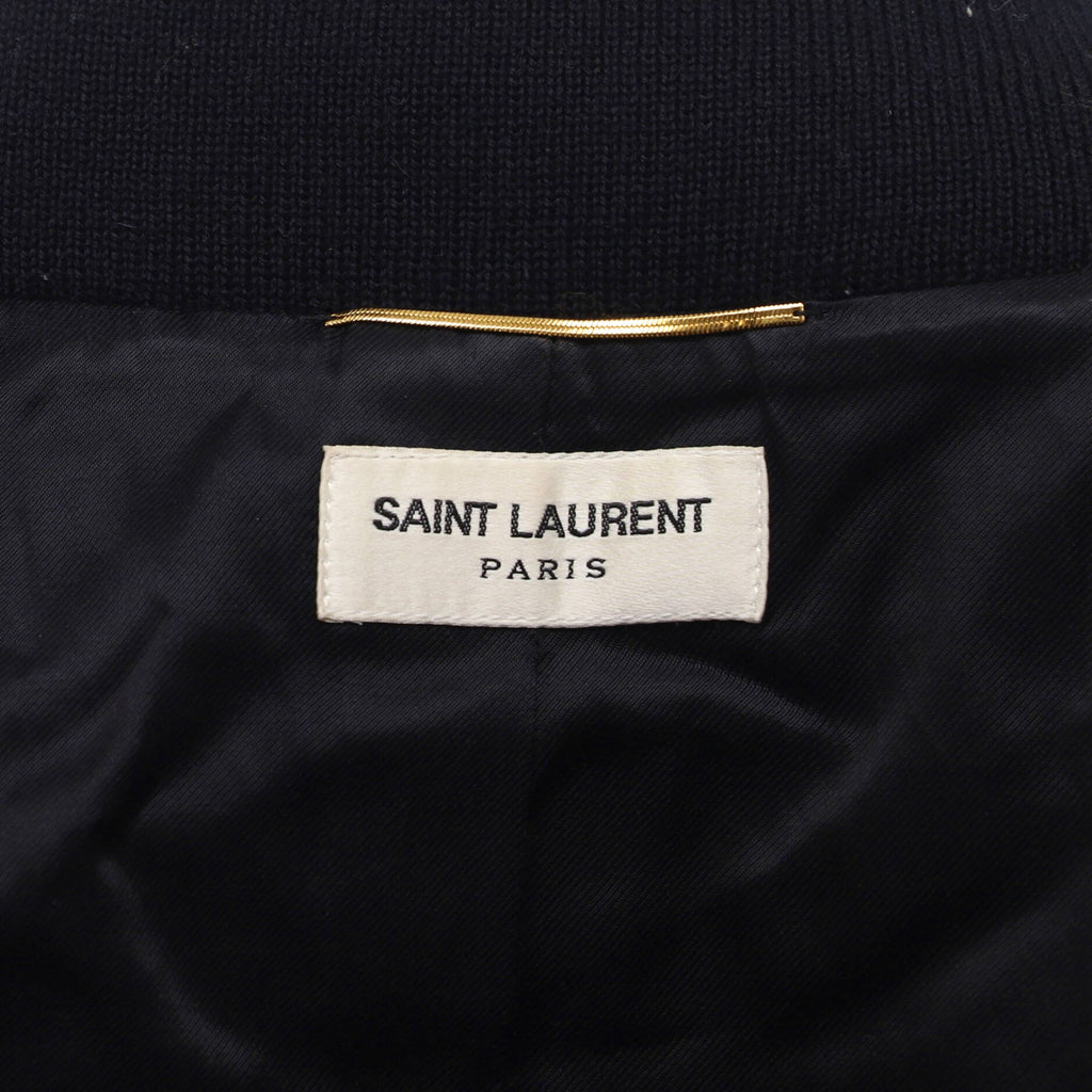 Women's Classic Teddy Bomber Jacket Wool Blend with Leather