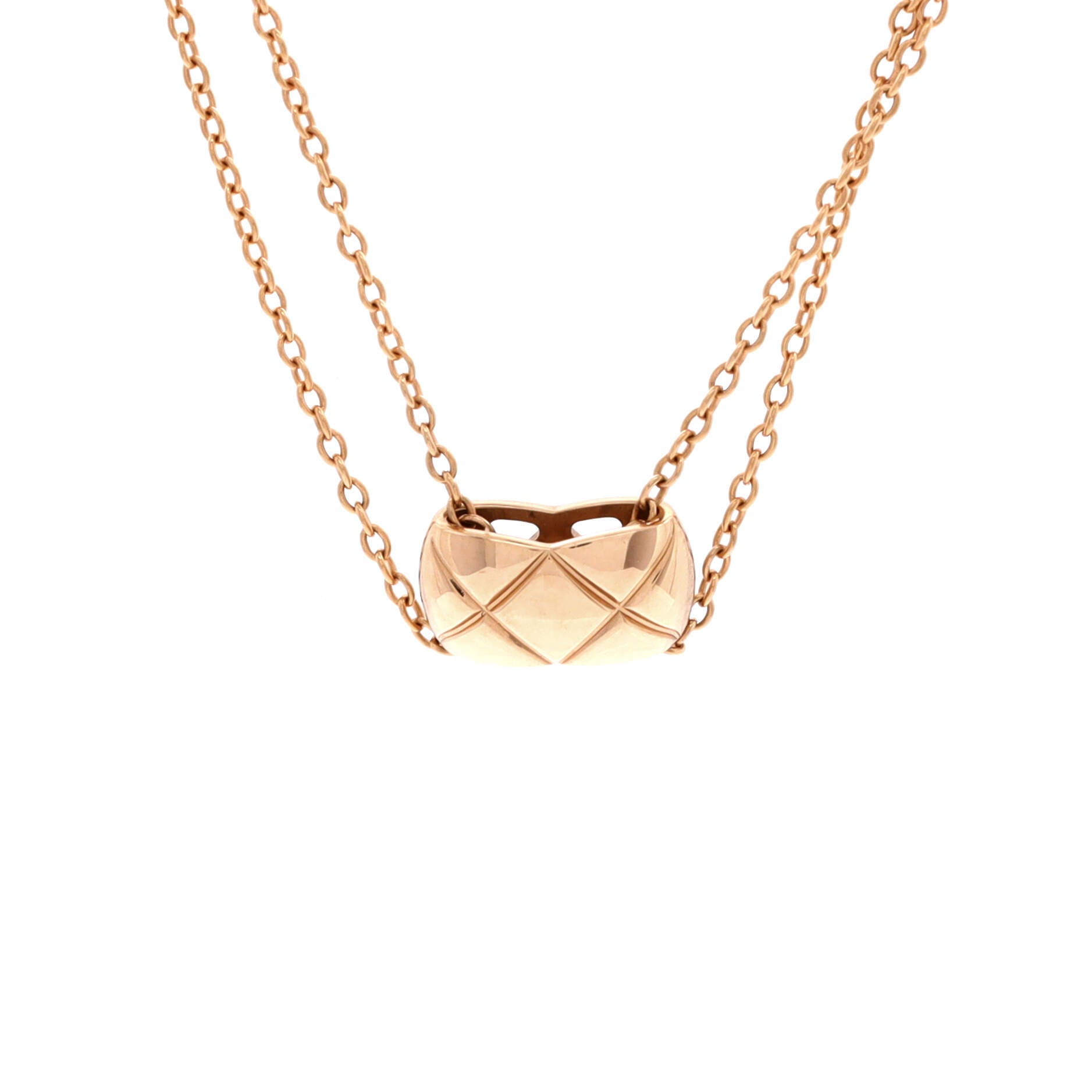 Coco Crush Double Chain Pendant Necklace 18K Beige Gold