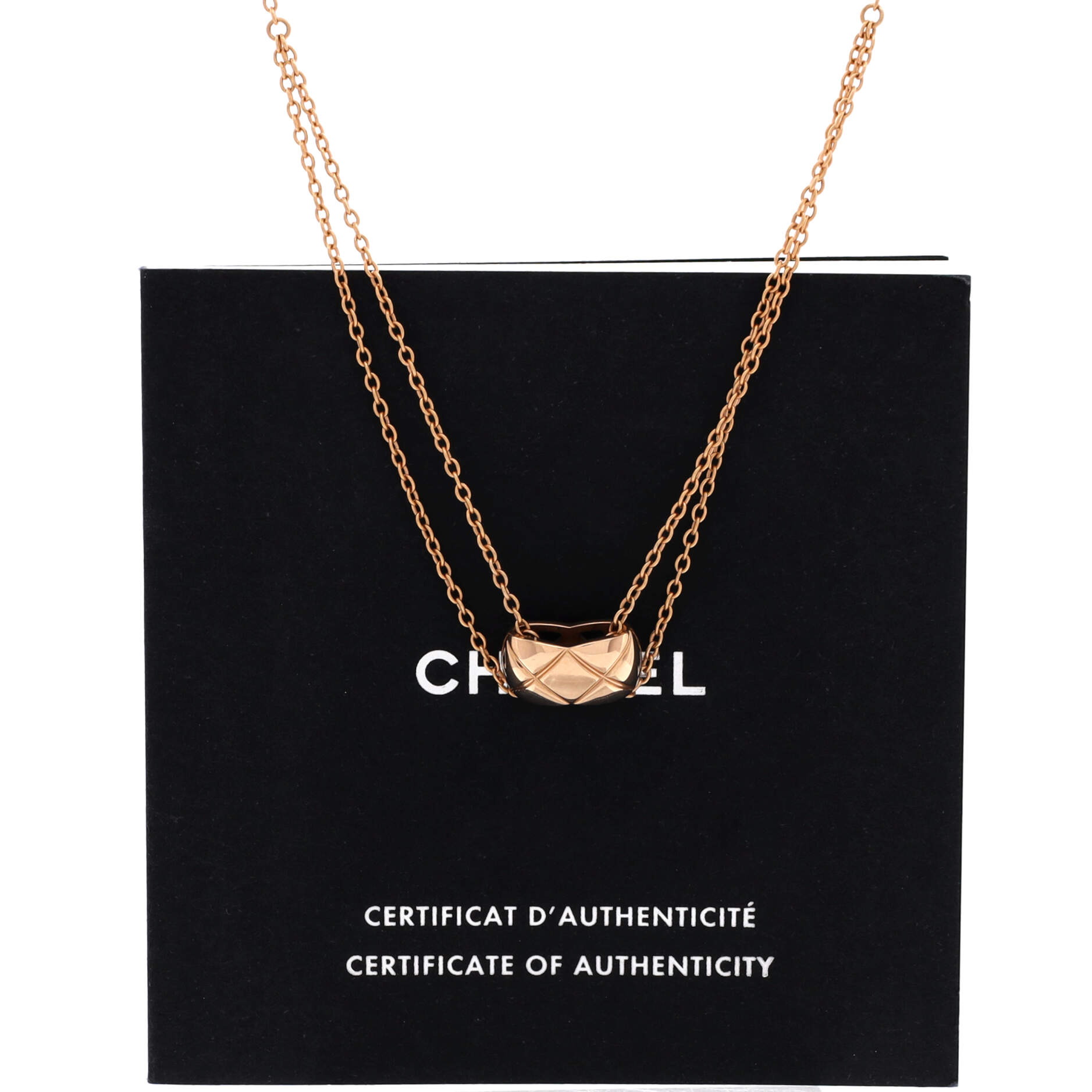 Coco Crush Double Chain Pendant Necklace 18K Beige Gold