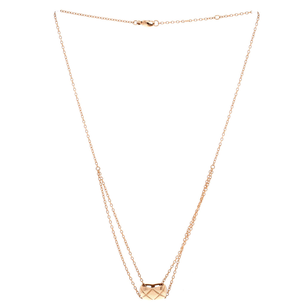 Coco Crush Double Chain Pendant Necklace 18K Beige Gold