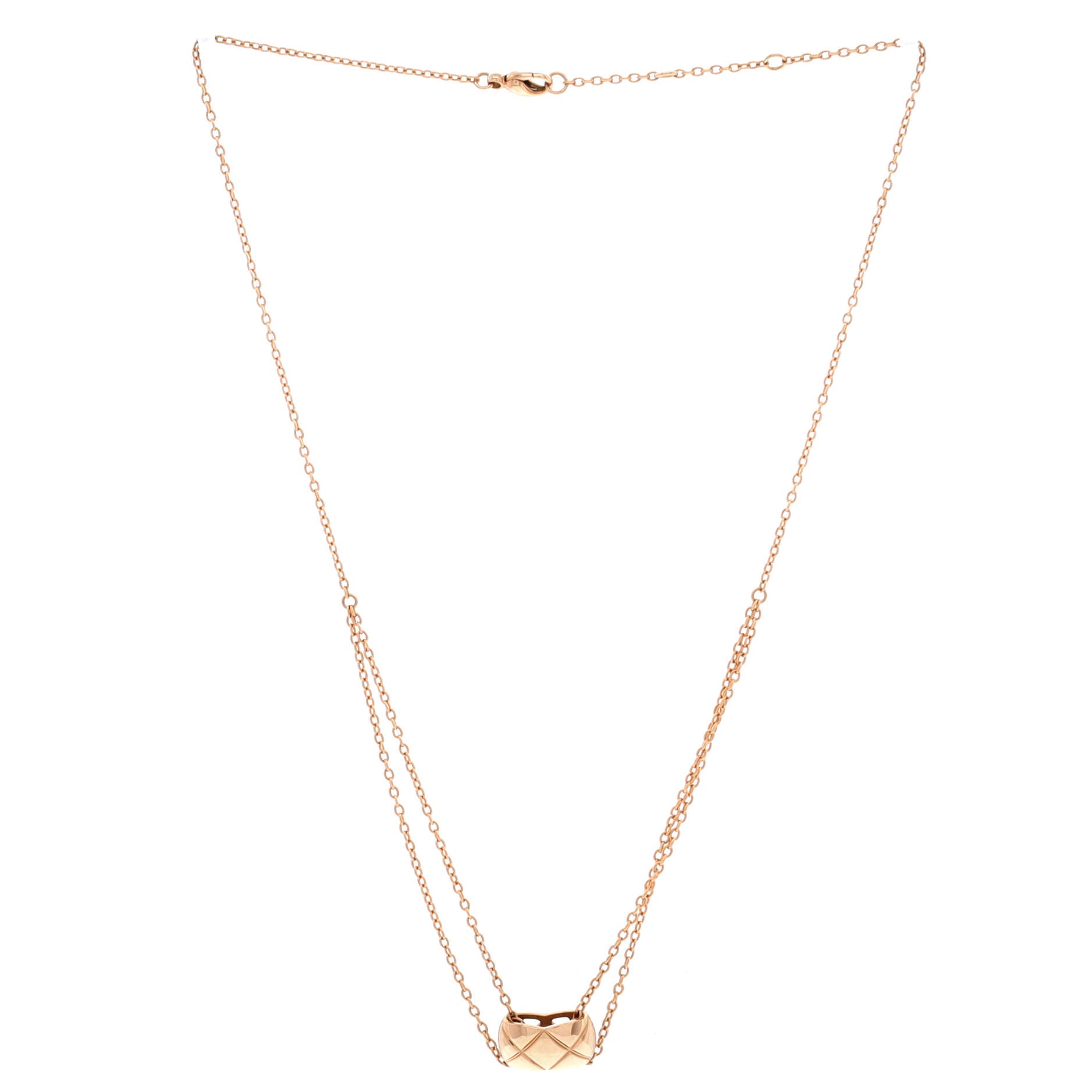 Coco Crush Double Chain Pendant Necklace 18K Beige Gold
