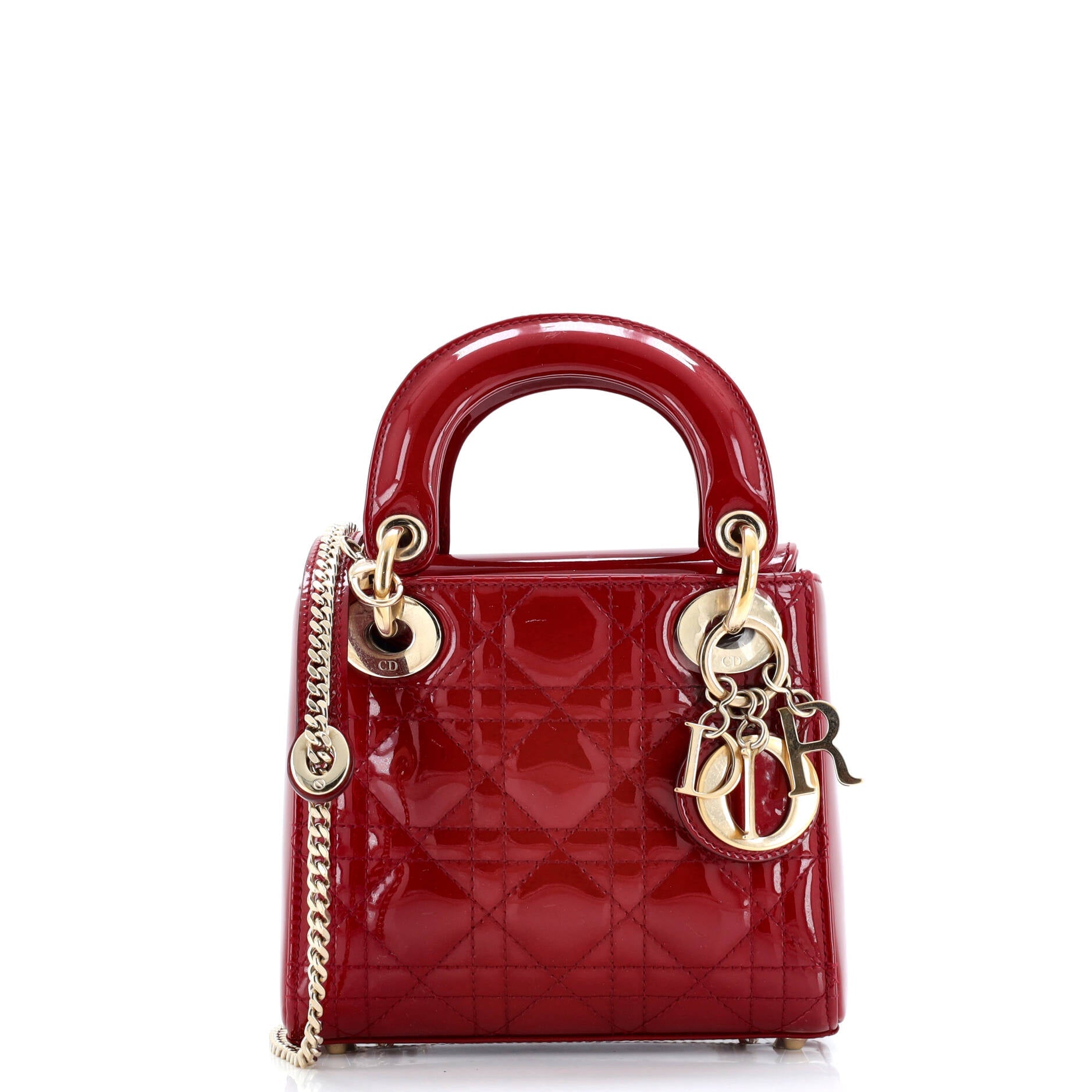 Lady Dior Chain Bag Cannage Quilt Patent Mini