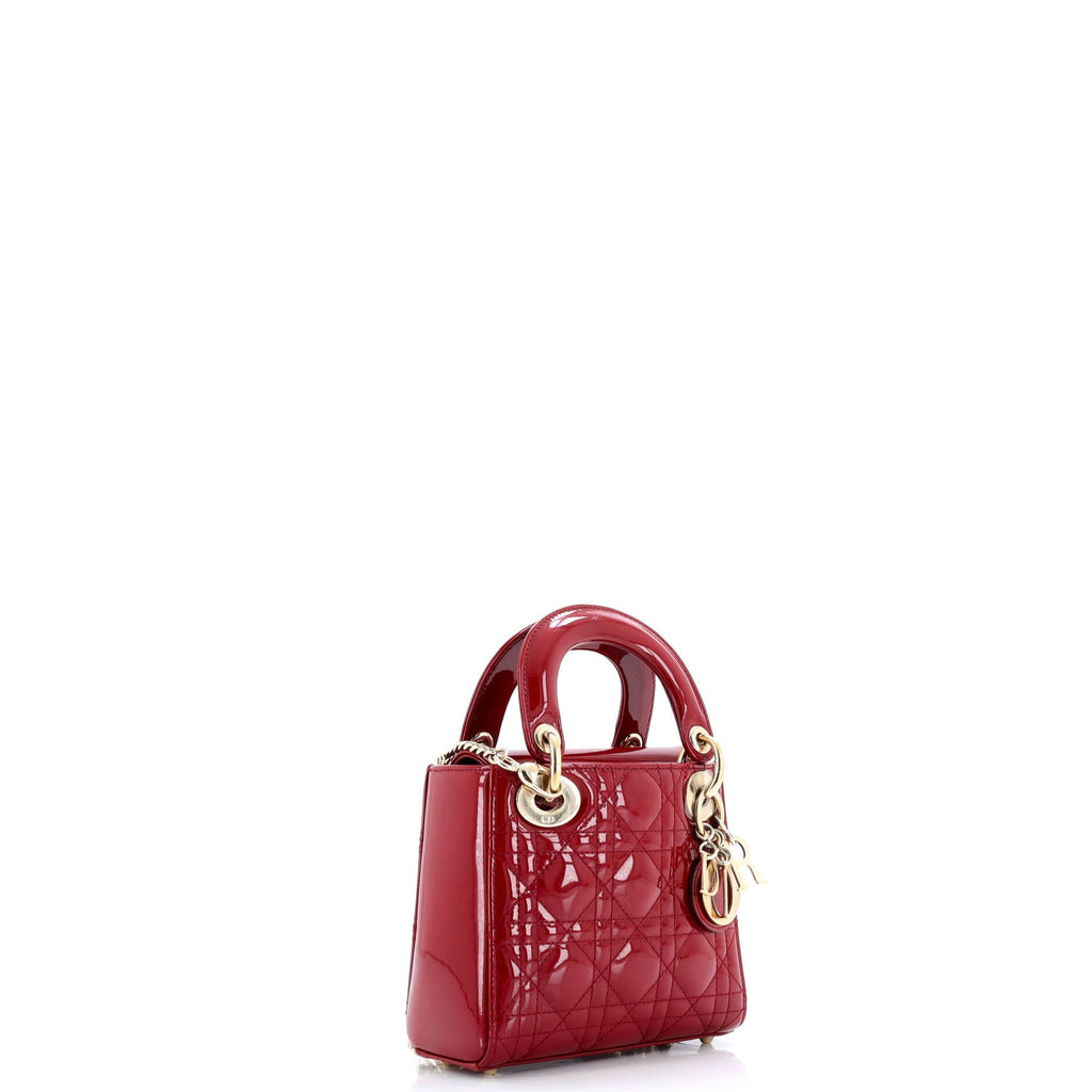 Lady Dior Chain Bag Cannage Quilt Patent Mini