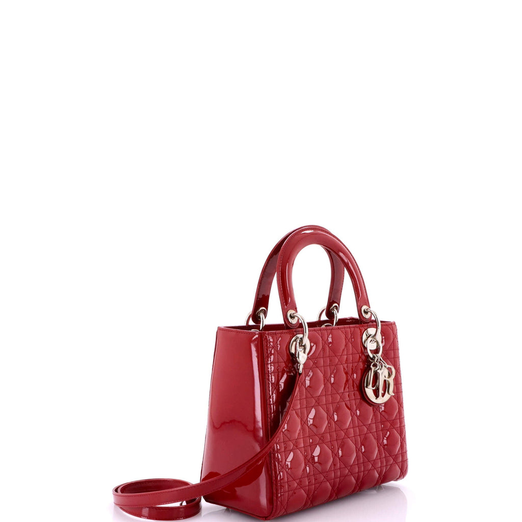 Lady Dior Bag Cannage Quilt Patent Medium