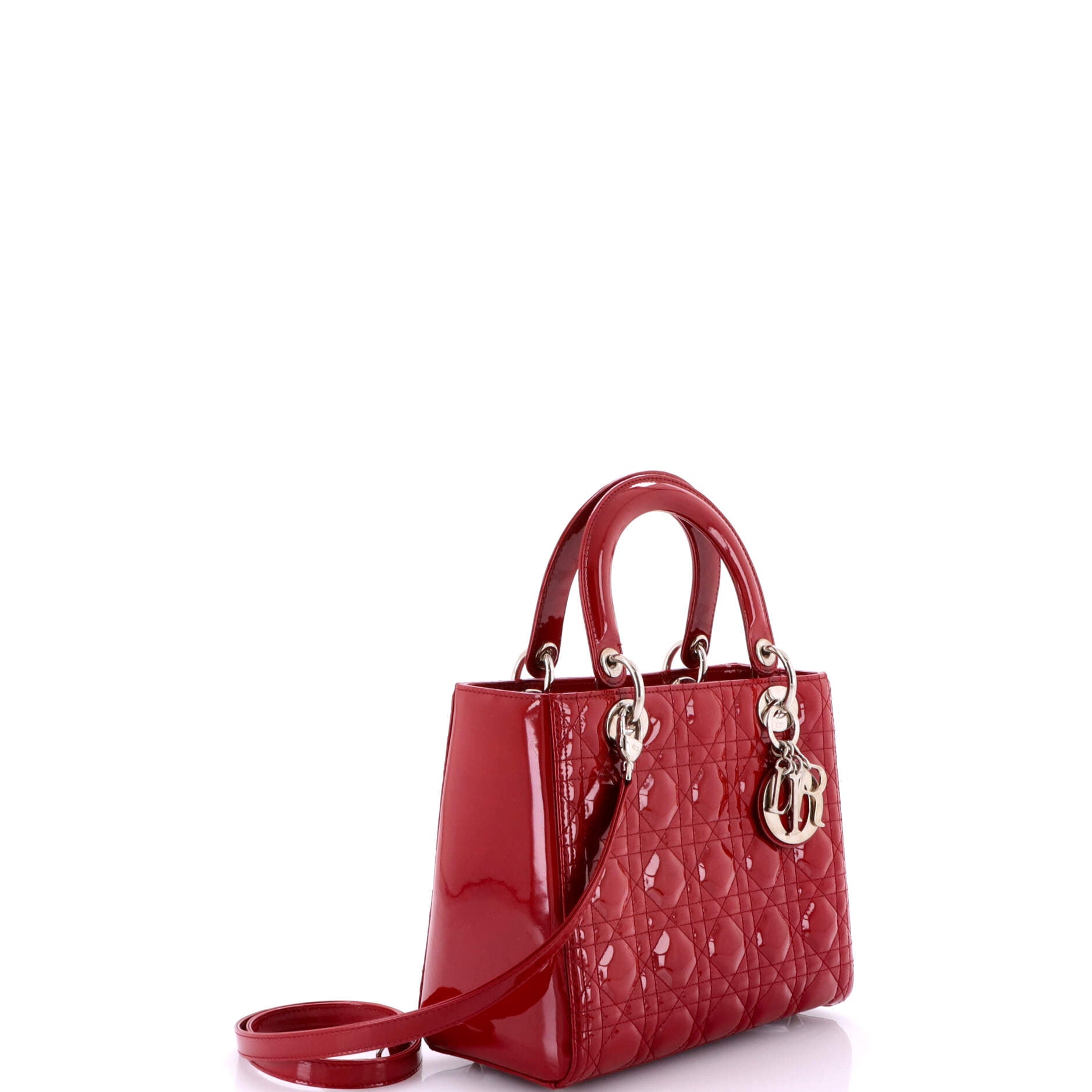 Lady Dior Bag Cannage Quilt Patent Medium